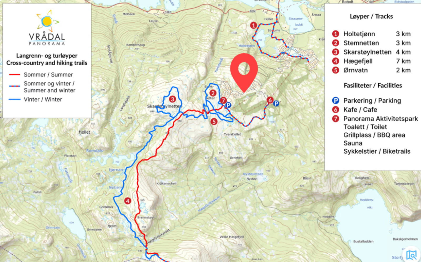 Det er kort vei til langrennsløypene fra hytta Galleribilde