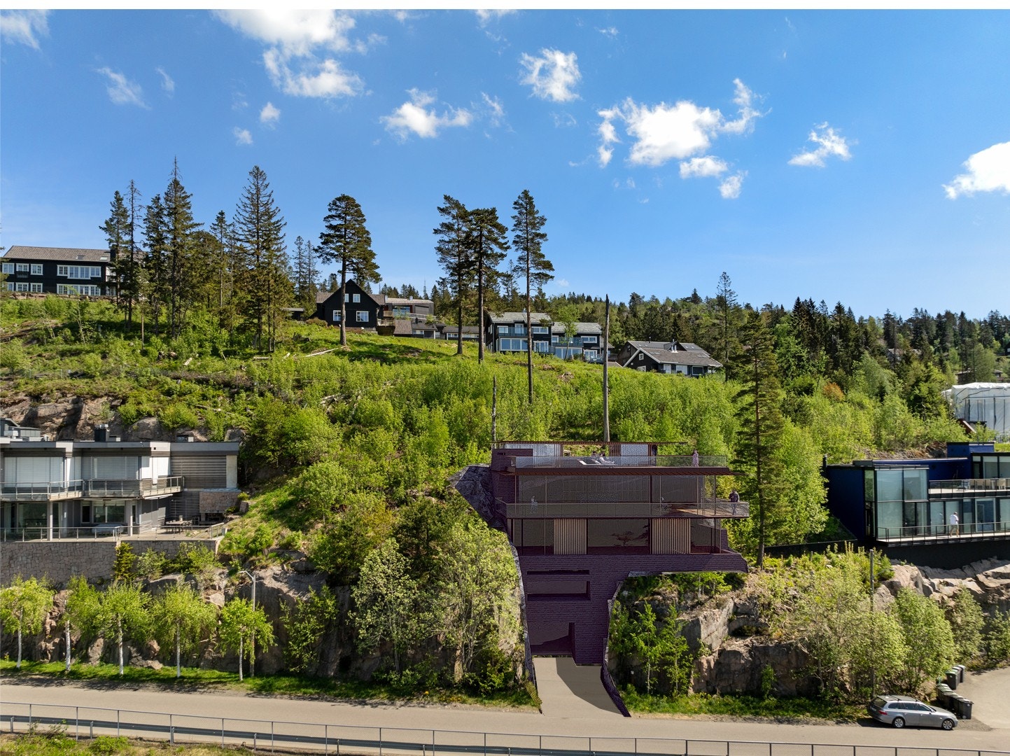 Flott grønt-og lekeareal øst for boligen Galleribilde