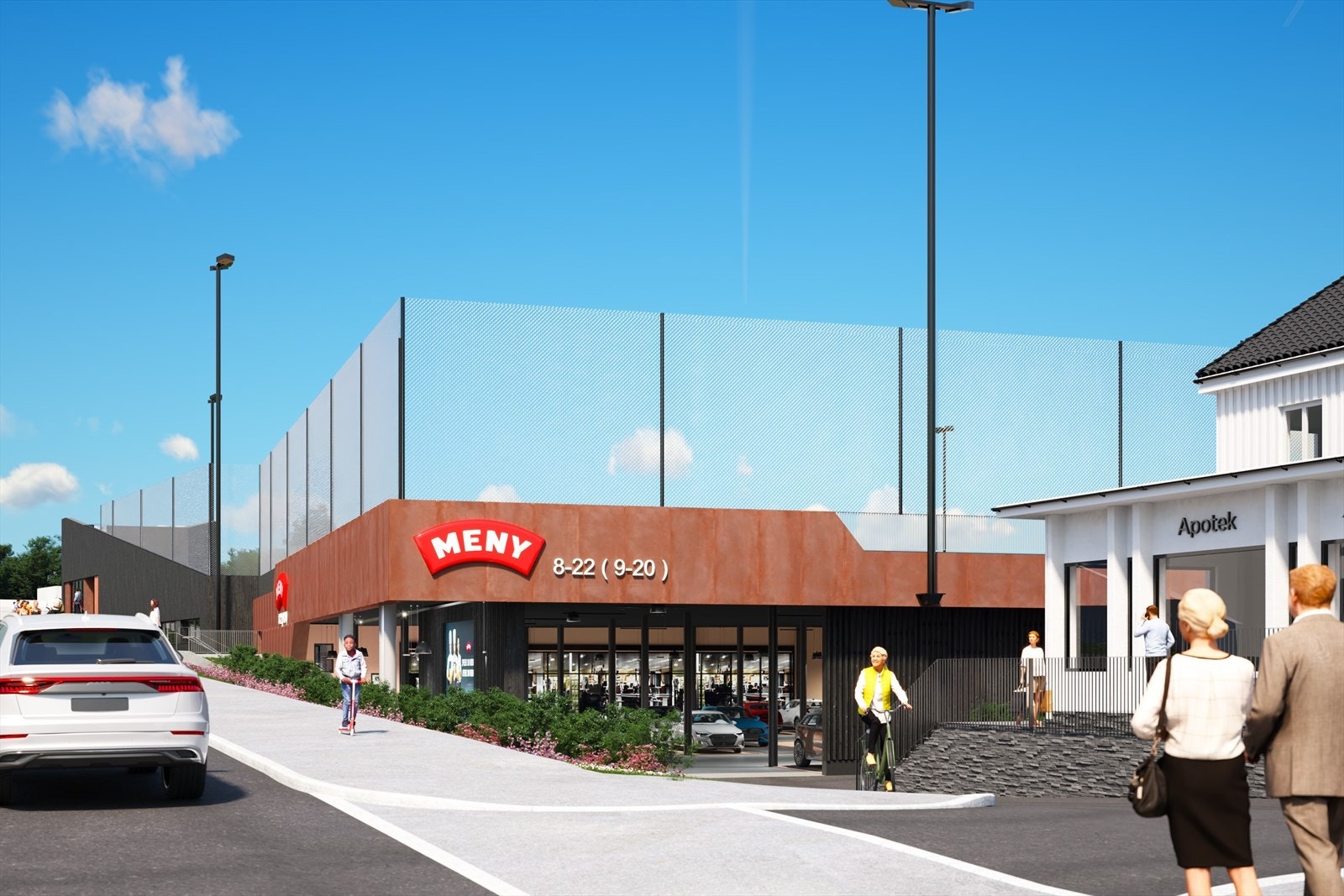 Meny Gressbanen er en ny Meny-butikk beliggende under Eckbobanen. Den har en salgsflate på 1.350 kvm og 45 parkeringsplasser under tak. I bygget like ved siden av kommer ny blomsterbutikk og nytt apotek. Galleribilde