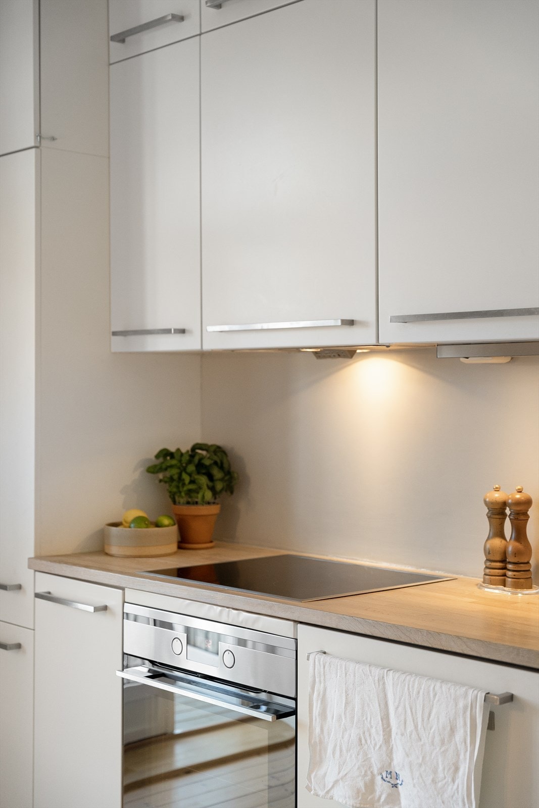 Stekeovn, keramisk topp, oppvaskmaskin og kjøl/frys er integrert i innredningen. Galleribilde