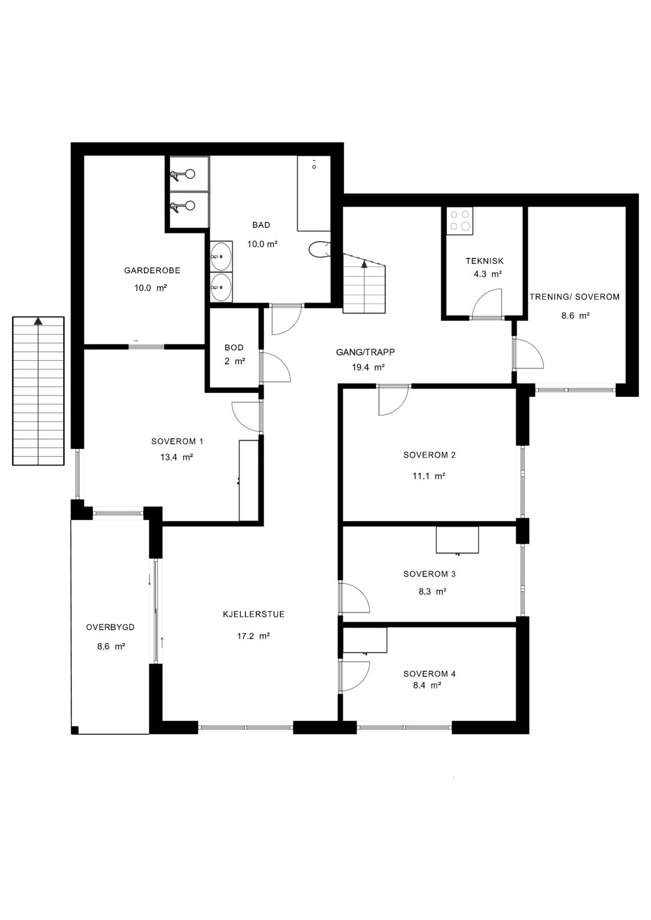 Plantegninger underetasje. Galleribilde