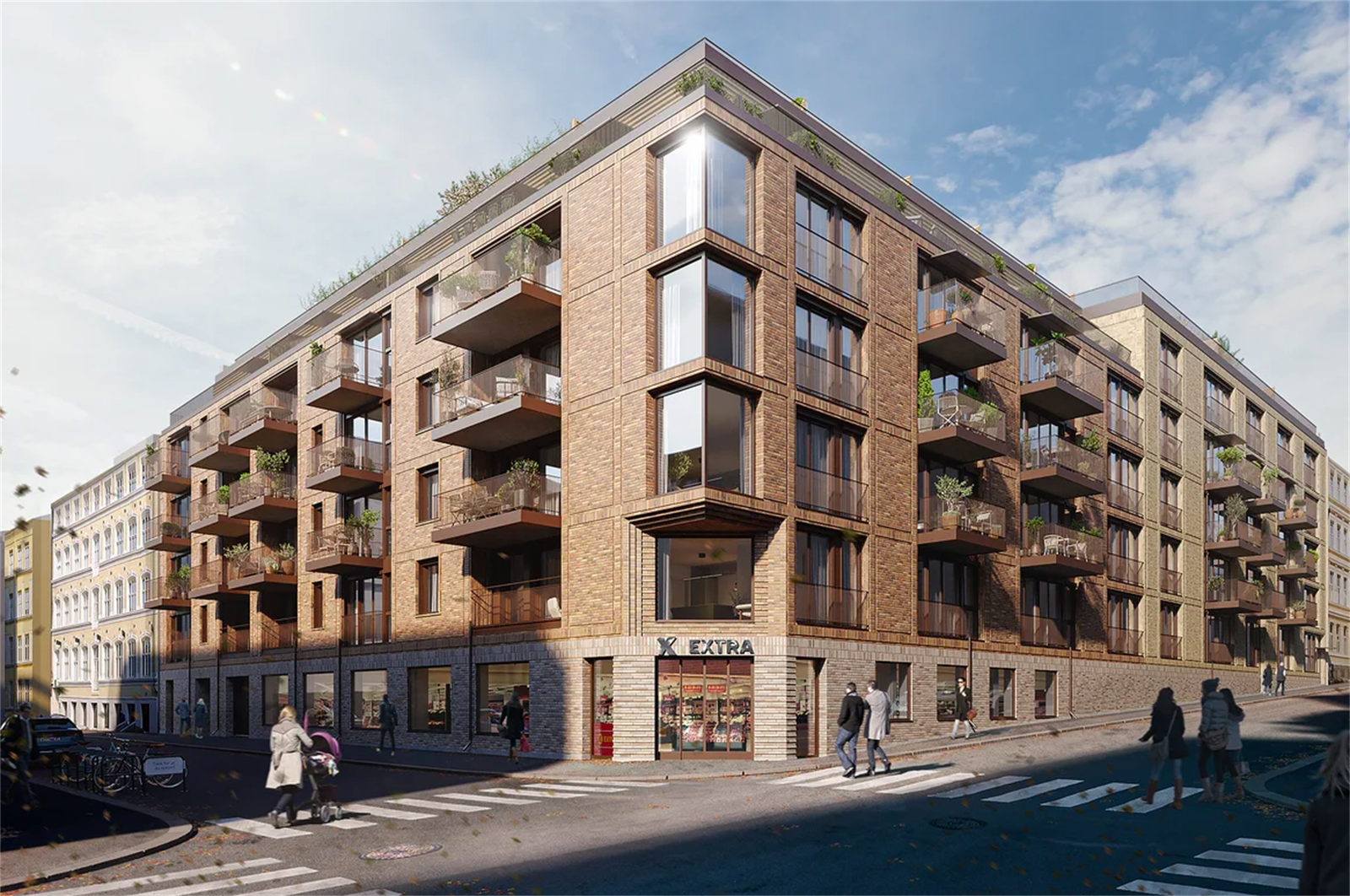 Illustrasjon | Prosjektet Marstrandgata 11 vil inneholde 73 leiligheter, samt næringslokale i 1 etasje. Sentral beliggenhet på Løkka. Det blir flotte fellesområder både på tak og i bakgård. Avvik kan forekomme. Galleribilde