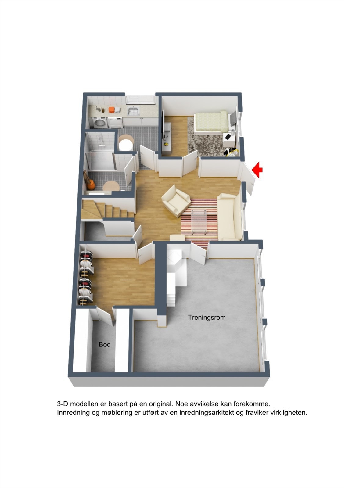 3D skisse underetasje. Galleribilde
