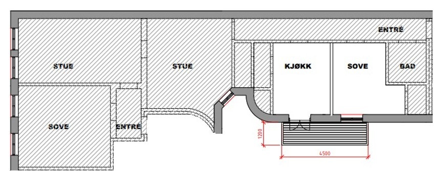 soverommet mot bakgården foreligger det tillatelse for bygging av balkong. Kjøper er selv ansvarlig for videre prosess, kostnadene og bygningen av balkongen. Galleribilde