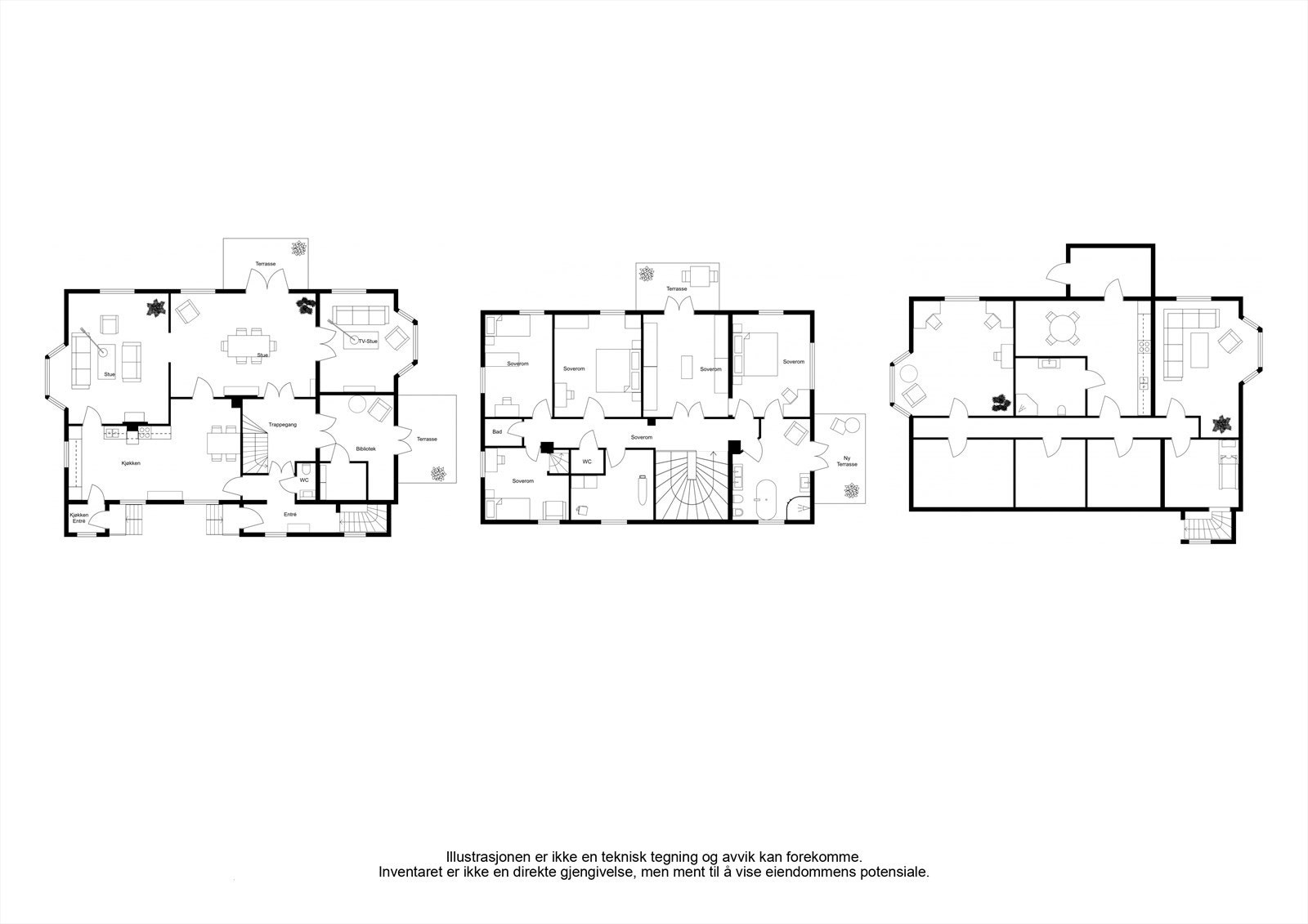 Plantegning underetasje - rommene i underetasje er ikke omsøkt eller godkjent for varig opphold. Galleribilde