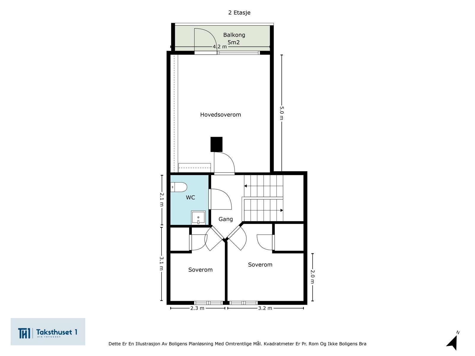 2.etasje - I den øvre etasjen finner man 3 soverom, samt baderom Galleribilde
