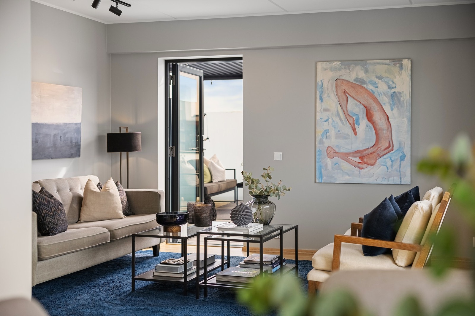 Utgang til den andre takterrassen via balkongdør i stuen. Galleribilde