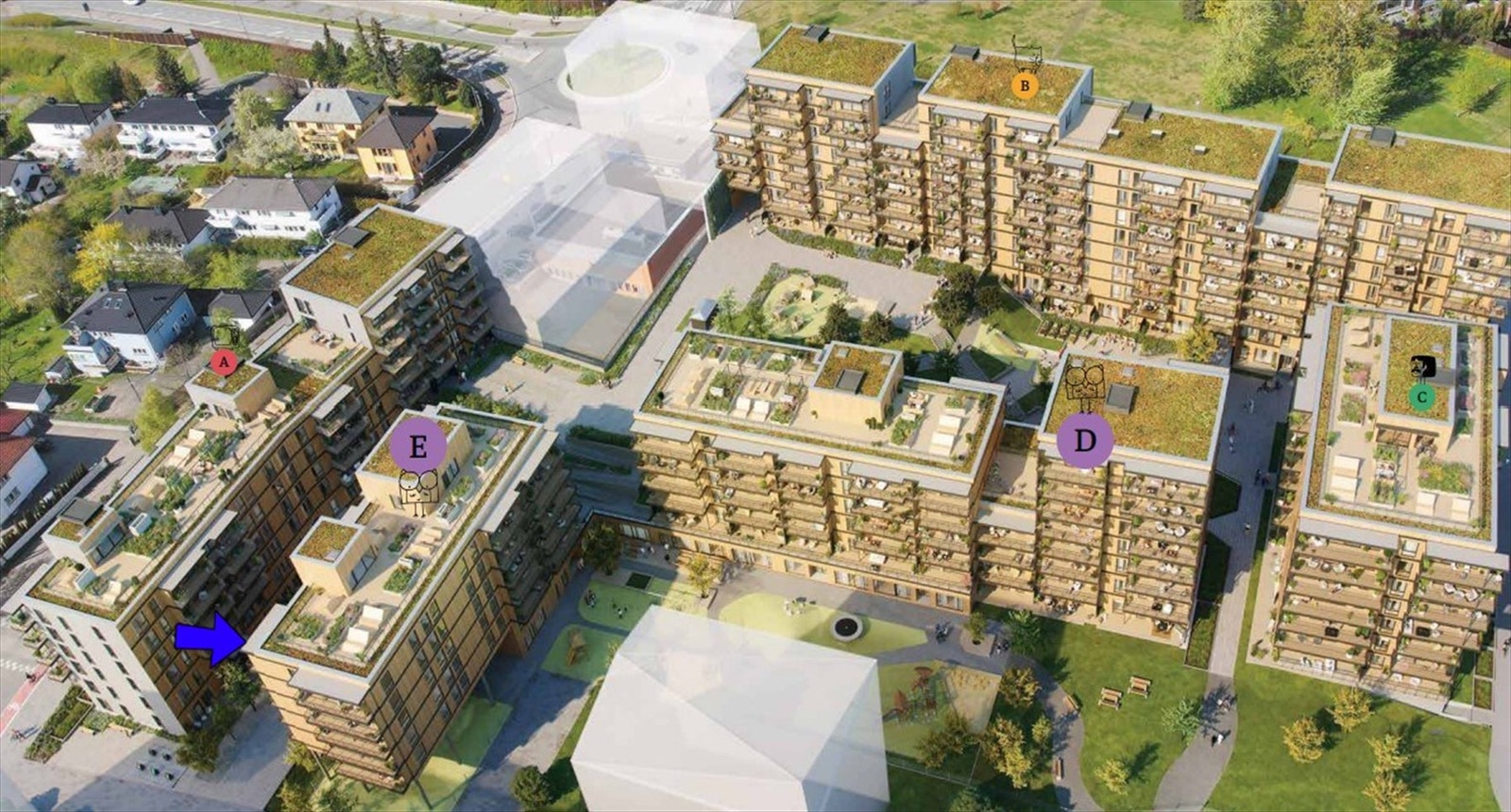 Bygg E i Borgen er estimert ferdig 2. kvartal 2025. Bildet er kunstnerisk illustrasjon - avvik vil forekomme. Galleribilde