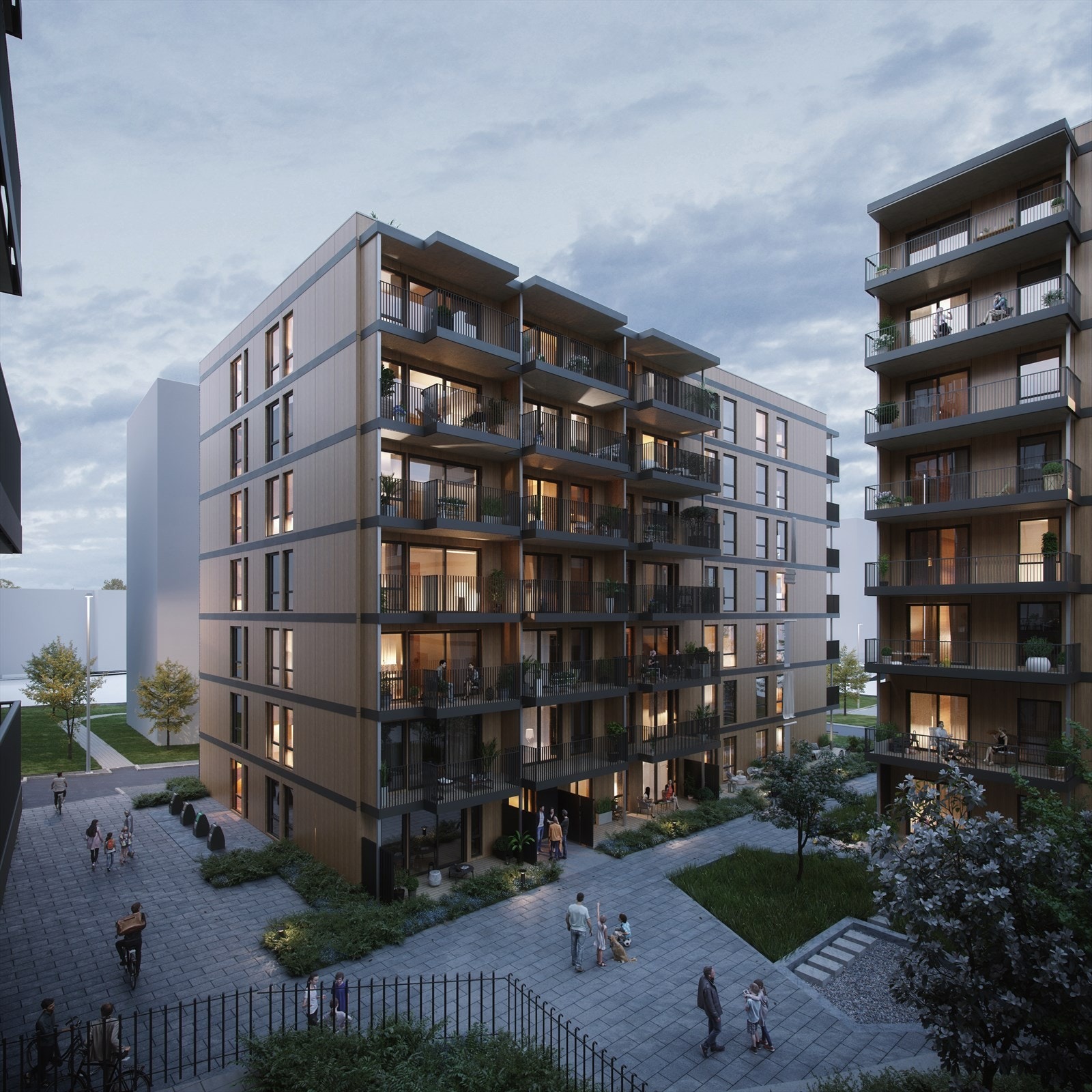 Prosjektet legger stor vekt på uteområdene til glede for store og små. Bildet er et illustrasjonsbilde - avvik vil forekomme. Galleribilde