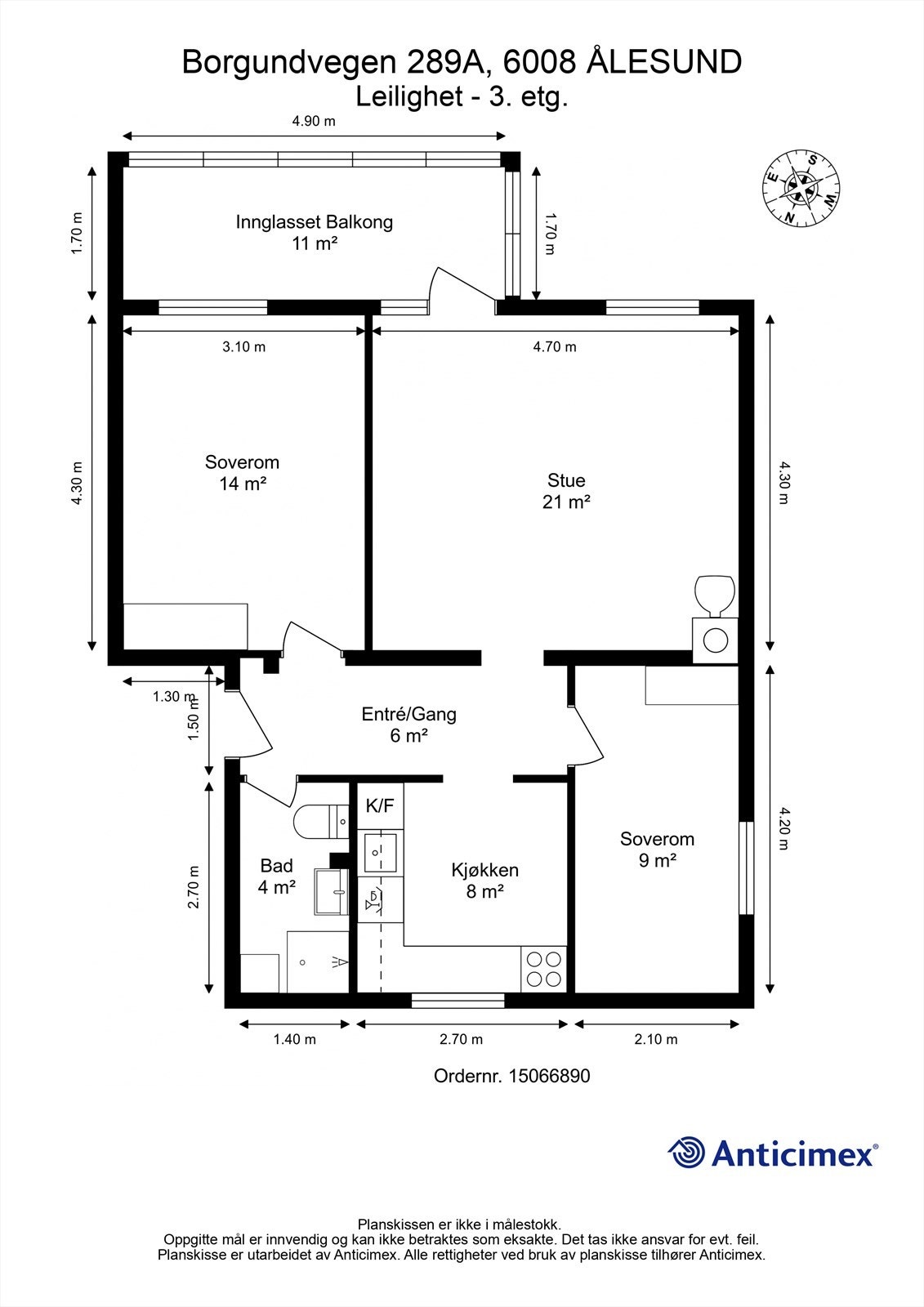 Plantegning - 2D m/mål Galleribilde