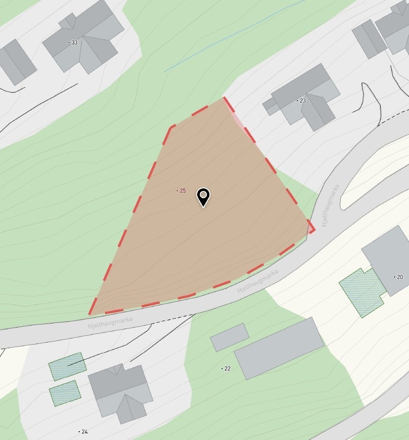 Kart over tomten hentet fra Norkart. Galleribilde