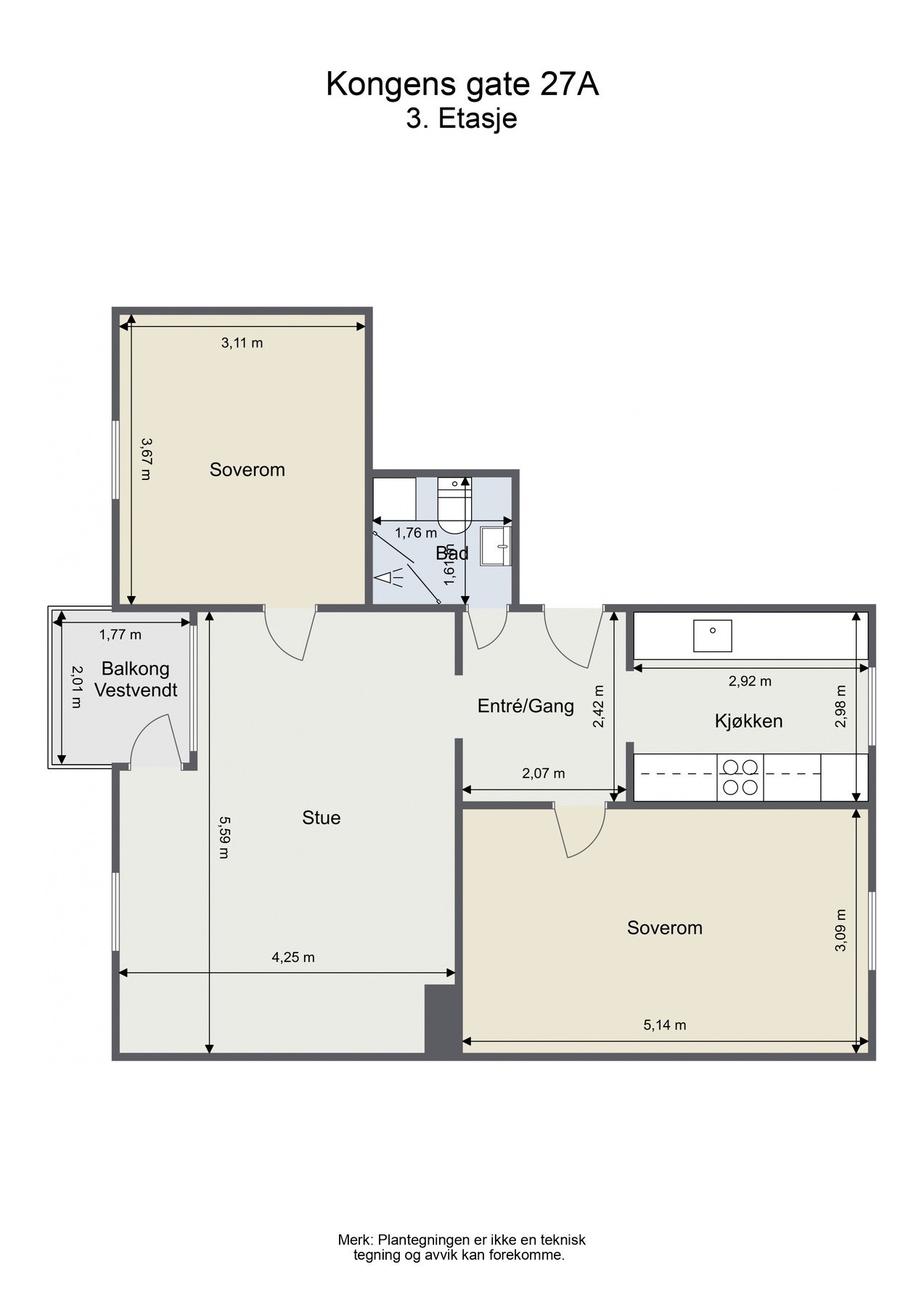 Plantegning med mål. Boligen disponerer en kjellerbod på 6 m². Galleribilde