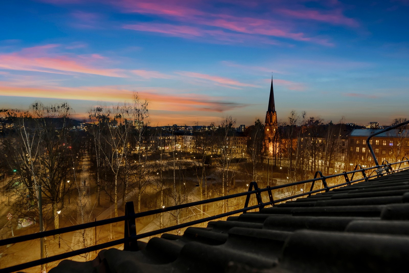 Magisk kveldspanorama over Birkelunden Galleribilde
