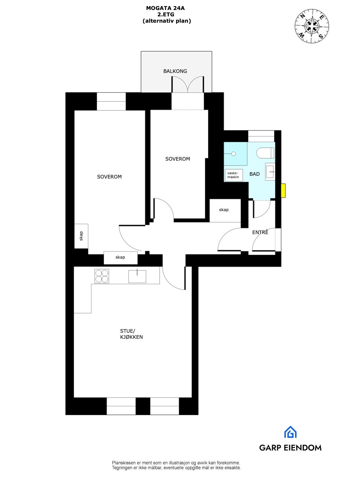 God planløsning - Muligheter for å gjøre om til 3-roms Galleribilde