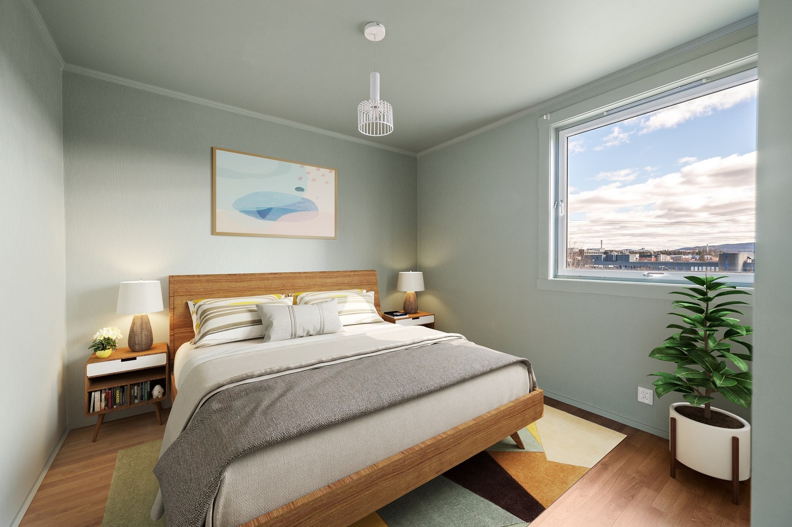 Leiligheten har to soverom av god størrelse. (Bildet er digitalt stylet) Galleribilde