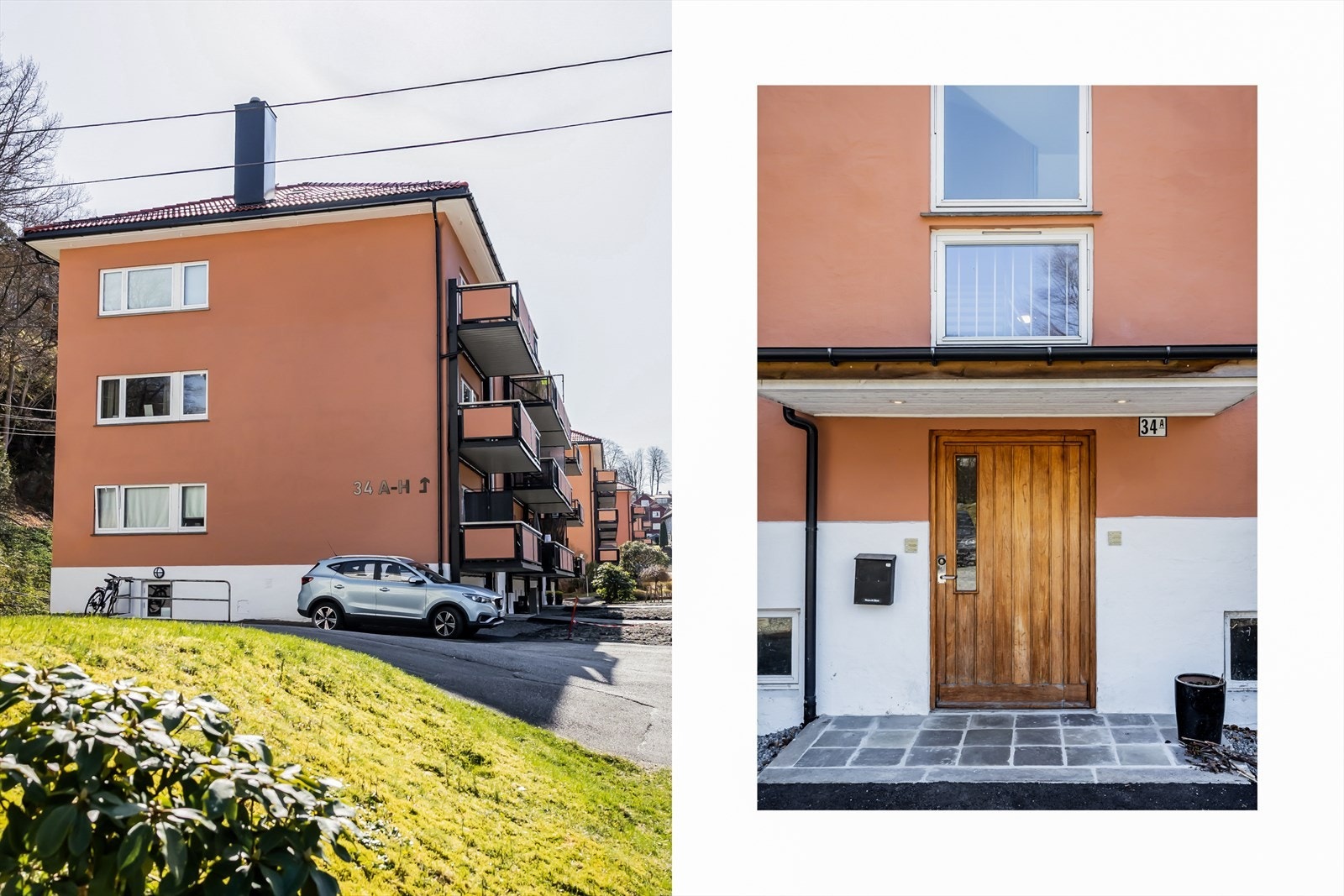Pent leilighetsbygg med et fint inngangsparti. Galleribilde
