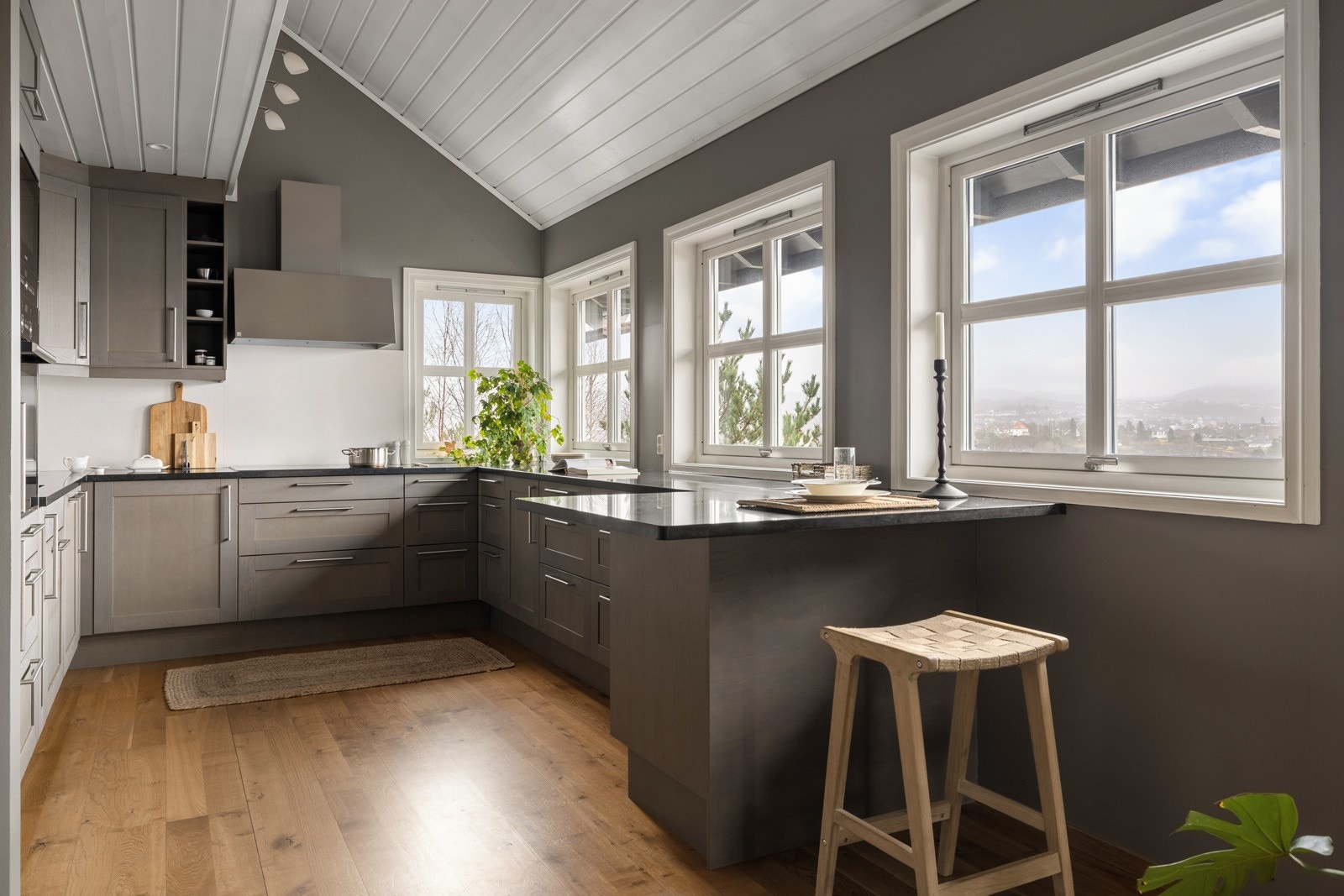 Det er god skap- og benkeplass, og her er det bare å sette i gang med matlagingen. Galleribilde