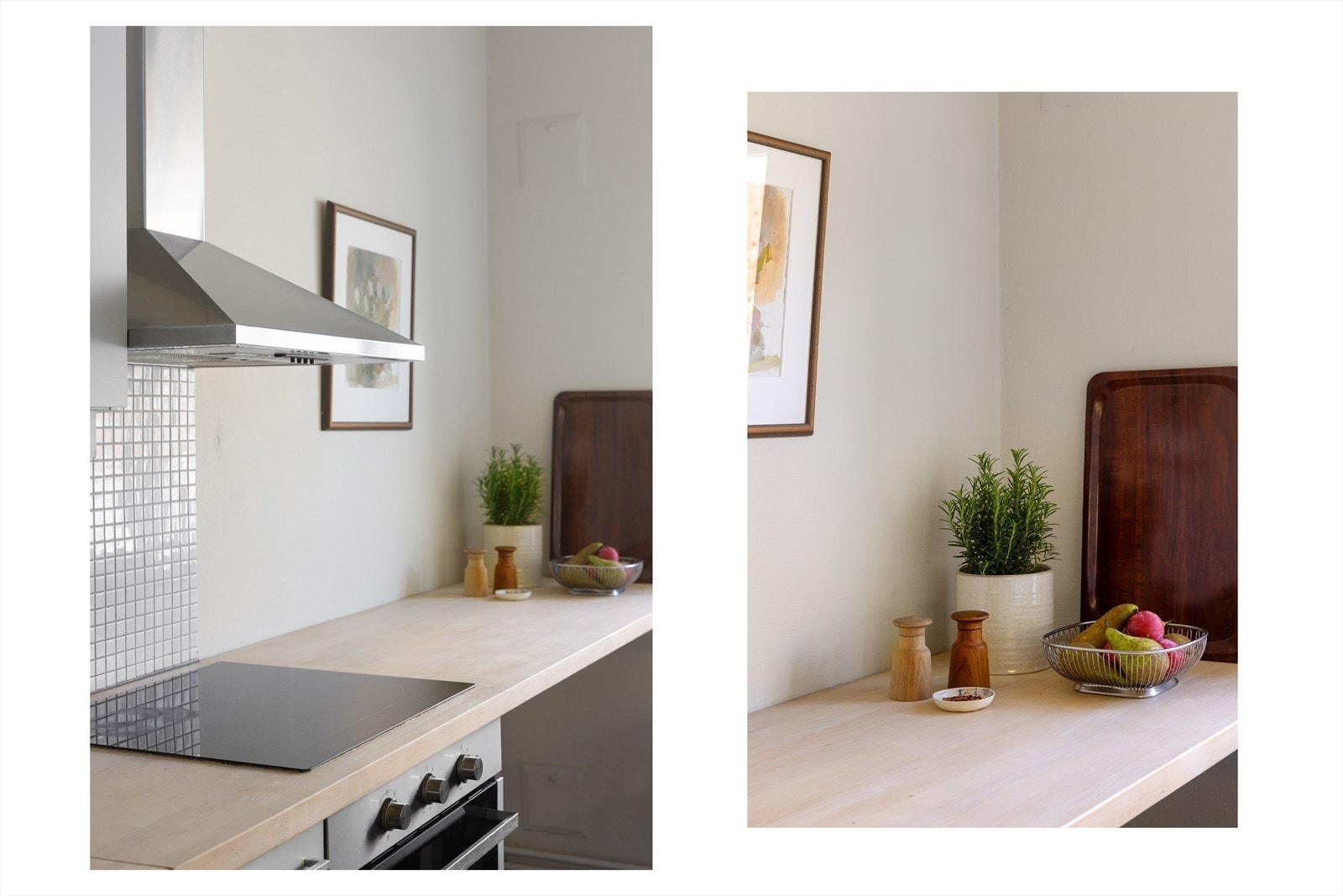 Kjøkkenet er utstyrt med hvitevarer som komfyr, platetopp, oppvaskmaskin, frittstående kjøl/ fryseskap samt ventilator over kokesone. Galleribilde