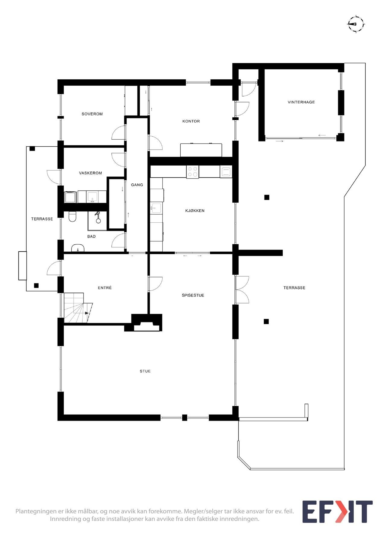 2D Plantegning - 1.etasje. Galleribilde