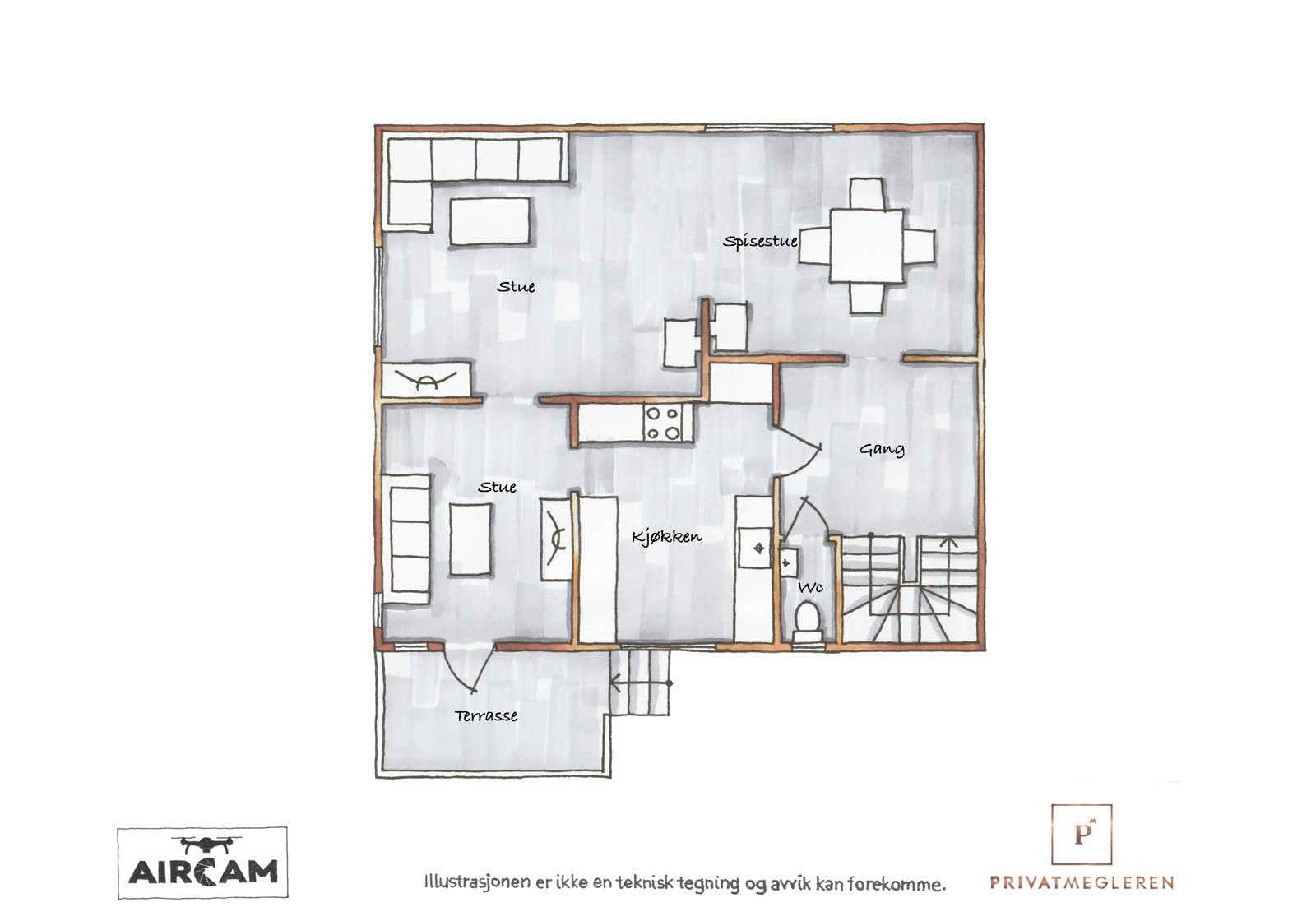 Planløsning illustrasjon 1. etasje Galleribilde