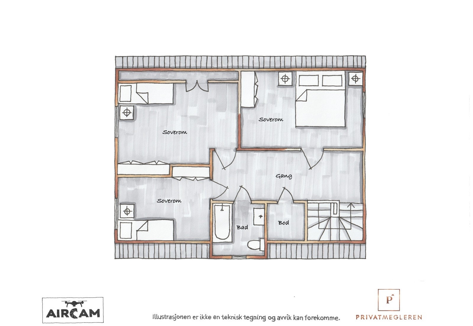 Planløsning illustrasjon 2. etasje Galleribilde