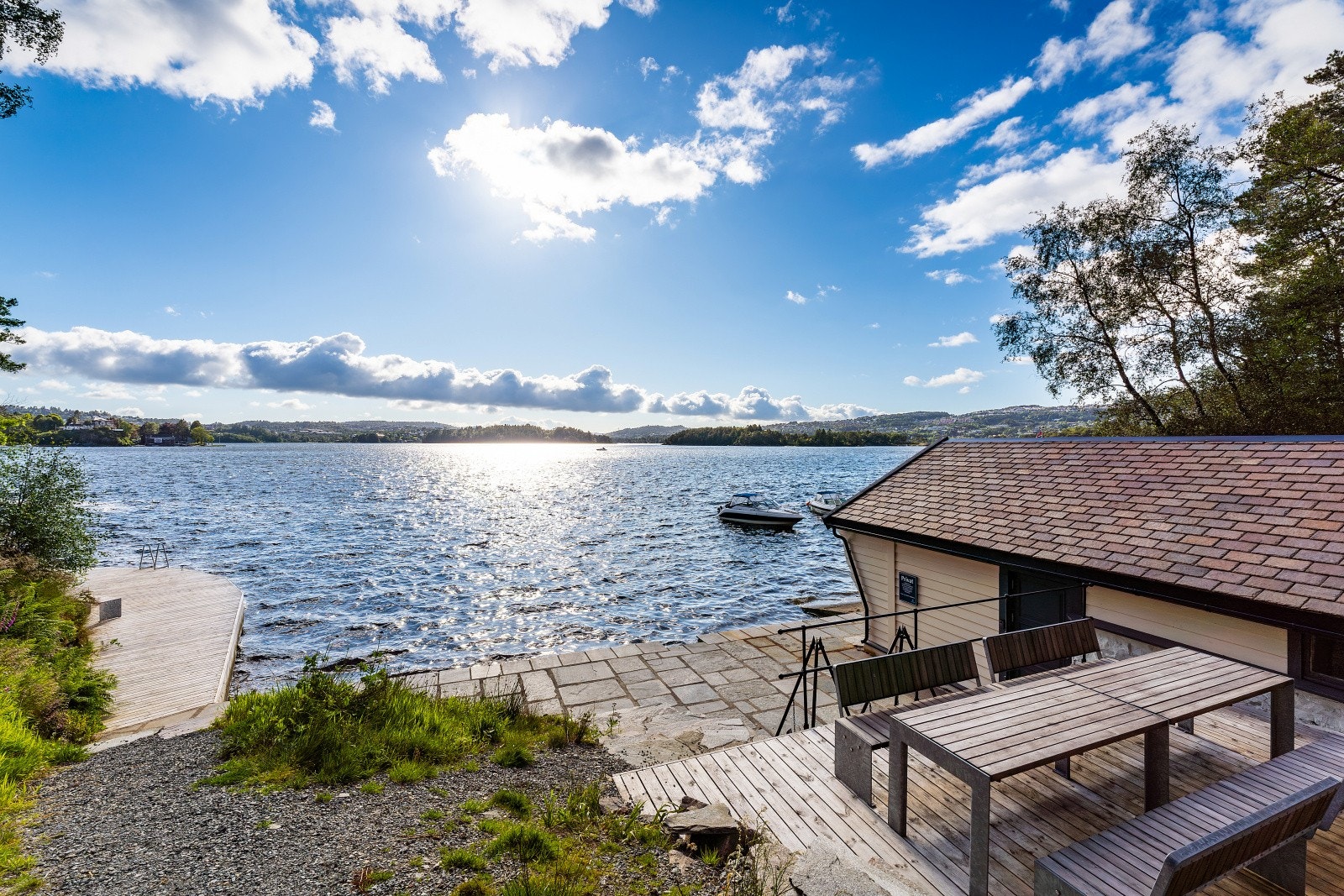 Båthuset nede ved sjøen er til benyttelse for beboerne. Her er blan annet kajakk, for utforsking av Nordåsvannet. Galleribilde