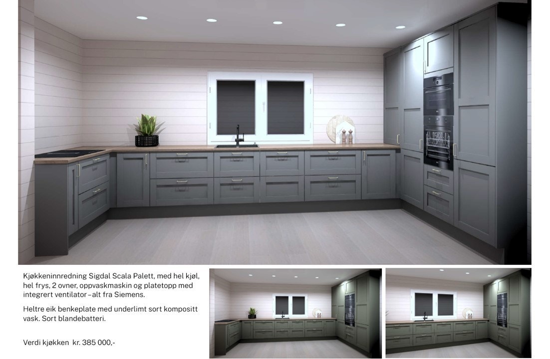 Visualisering av kjøkkeninnredning Sigdal Scala Palett. Galleribilde