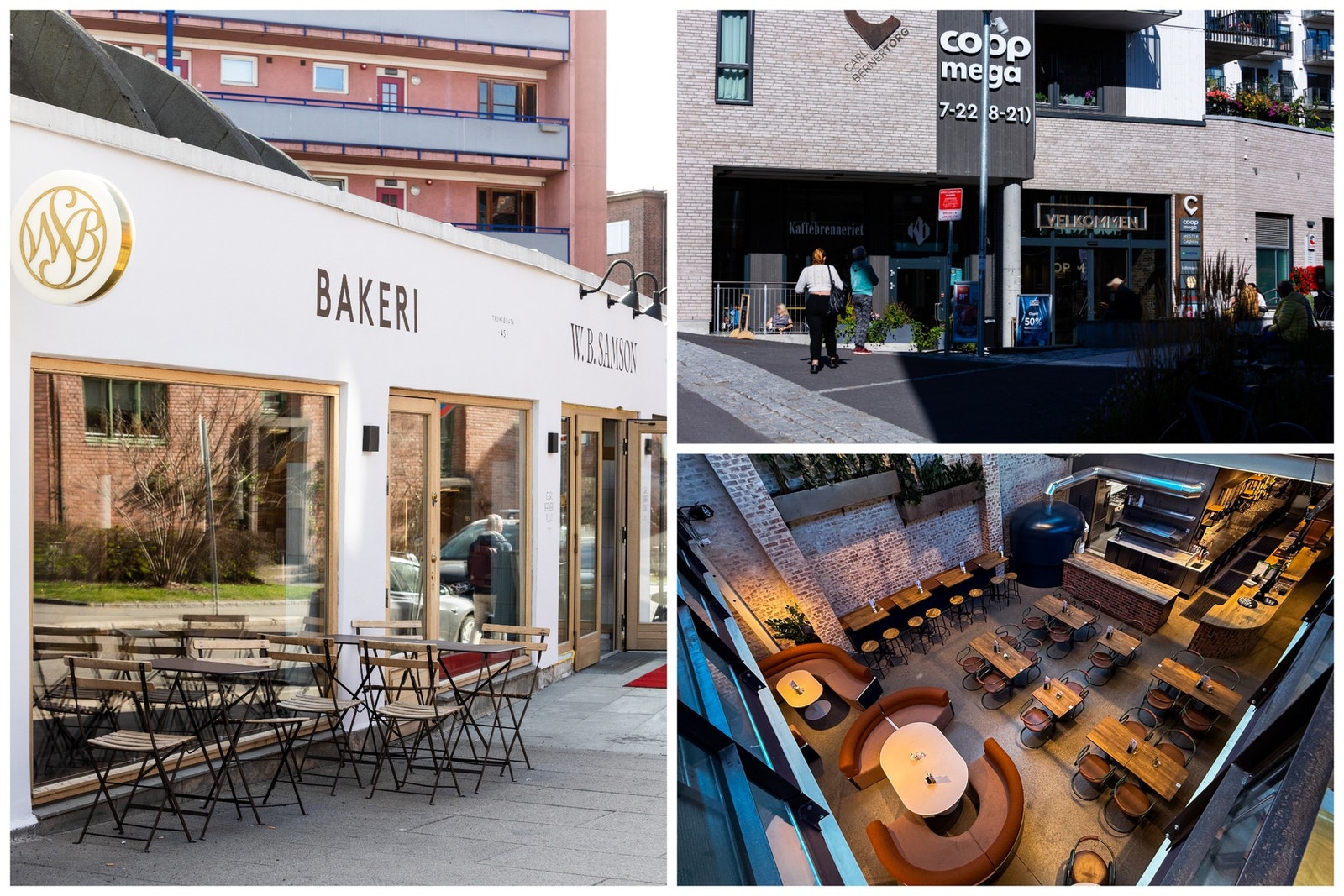 Like utenfor inngangsdøren er det er rikt utvalg butikker, caféer og restauranter. Galleribilde