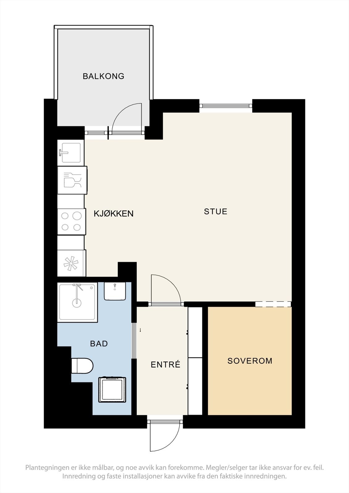 Plantegning. Soverom = sovealkove. Galleribilde