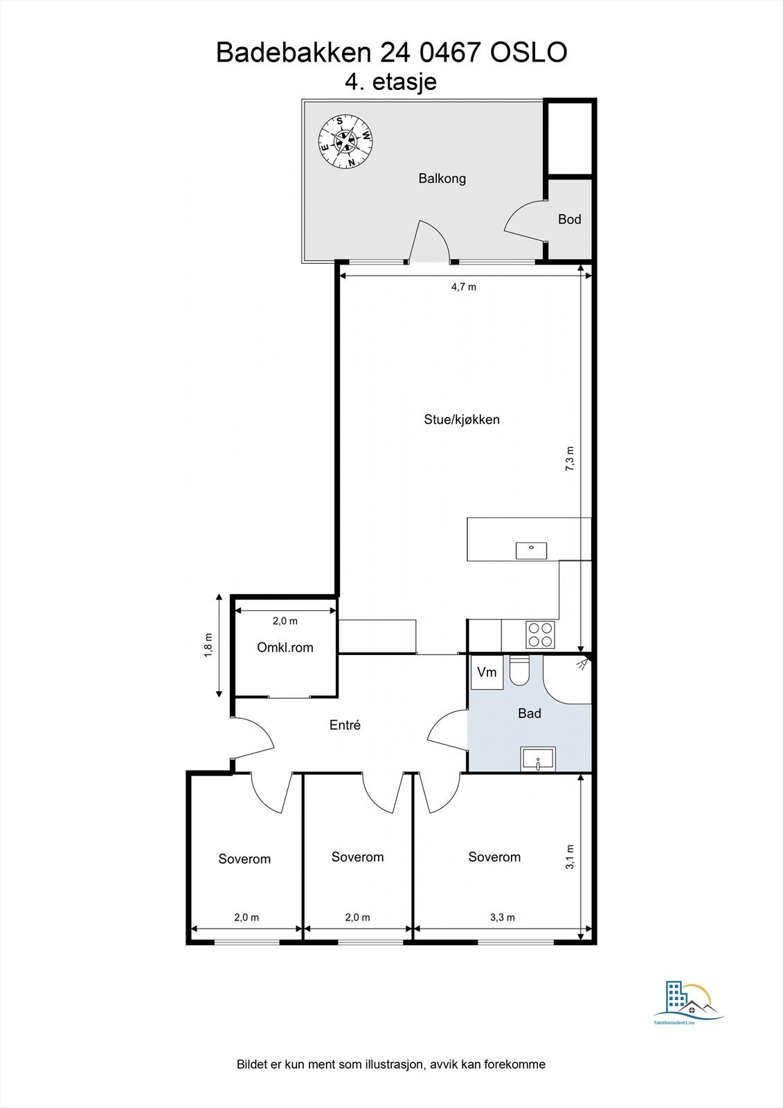 Leiligheten har en svært god og moderne planløsning med bl.a. en stor og fin åpen stue/kjøkkenløsning og tre gode soverom. Galleribilde