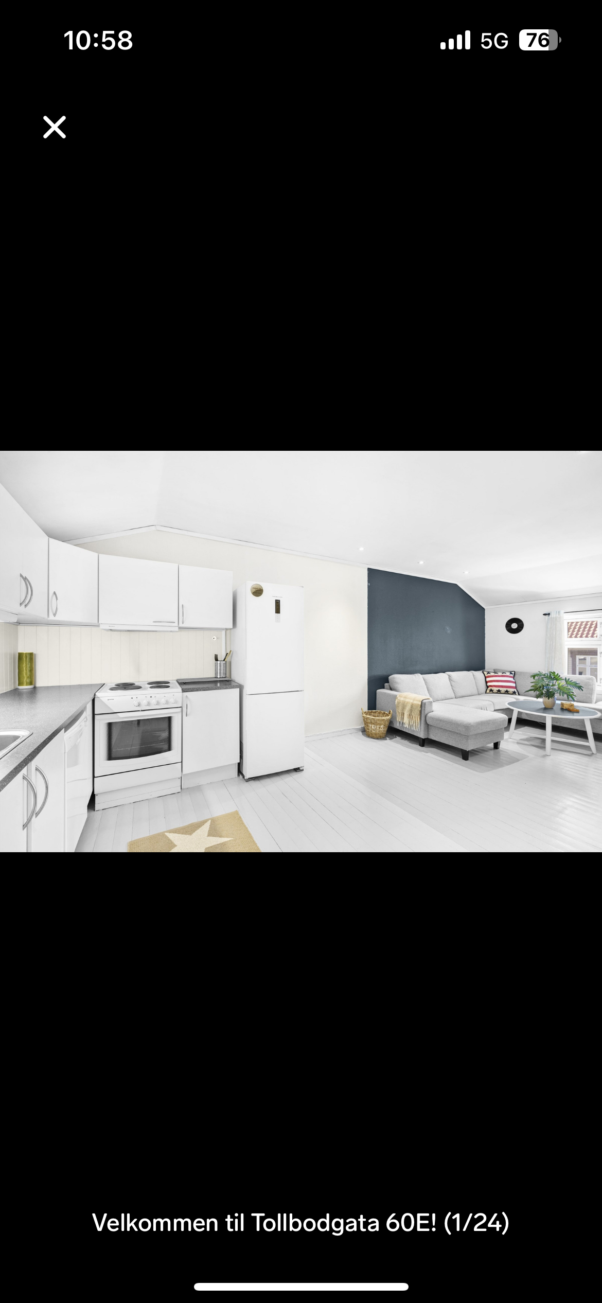 Stue og kjøkken sett fra gang Galleribilde