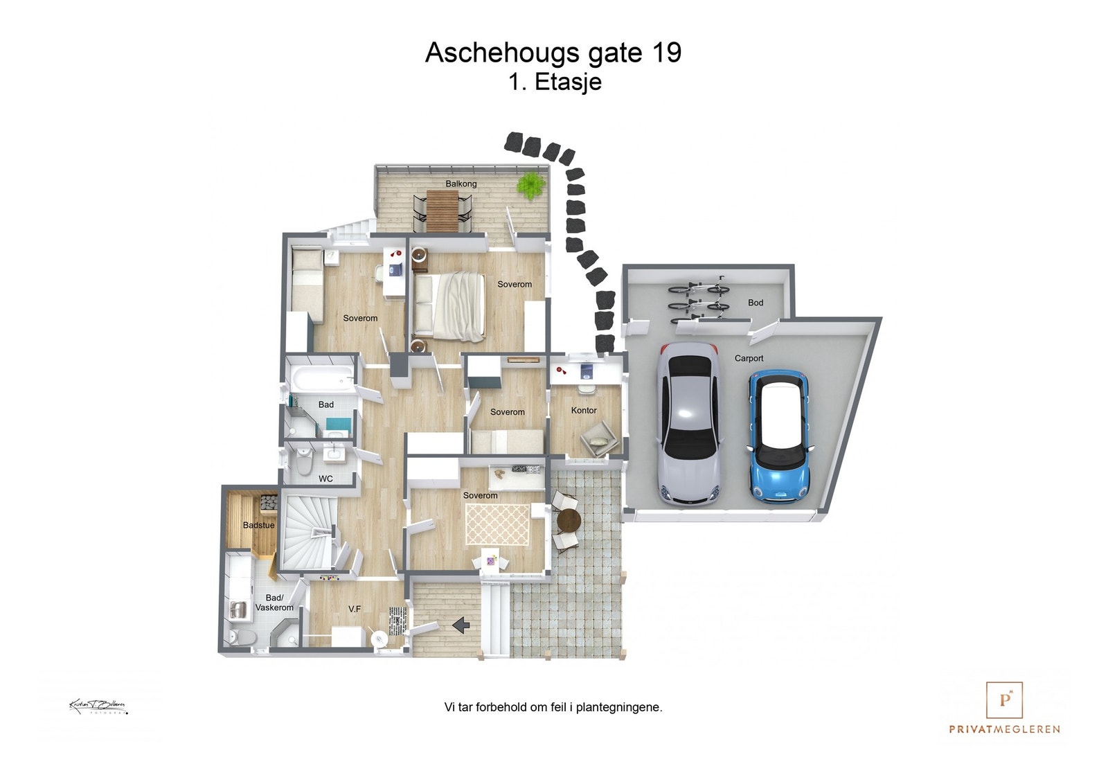 3 D plantegning 1. etasje Galleribilde