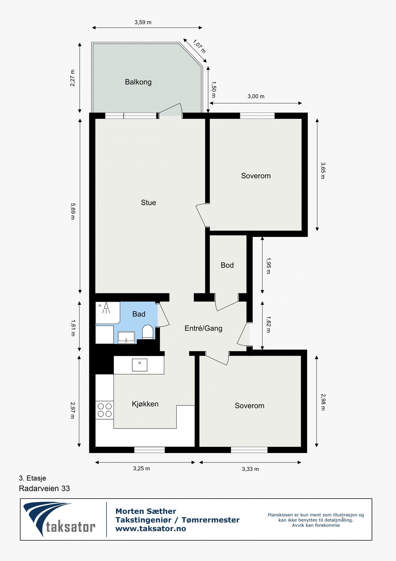Leiligheten disponerer en loftsbod (skråtak) på ca. 11,5 m² i gulvareal og en kjellerbod på ca. 5,3 m². Galleribilde