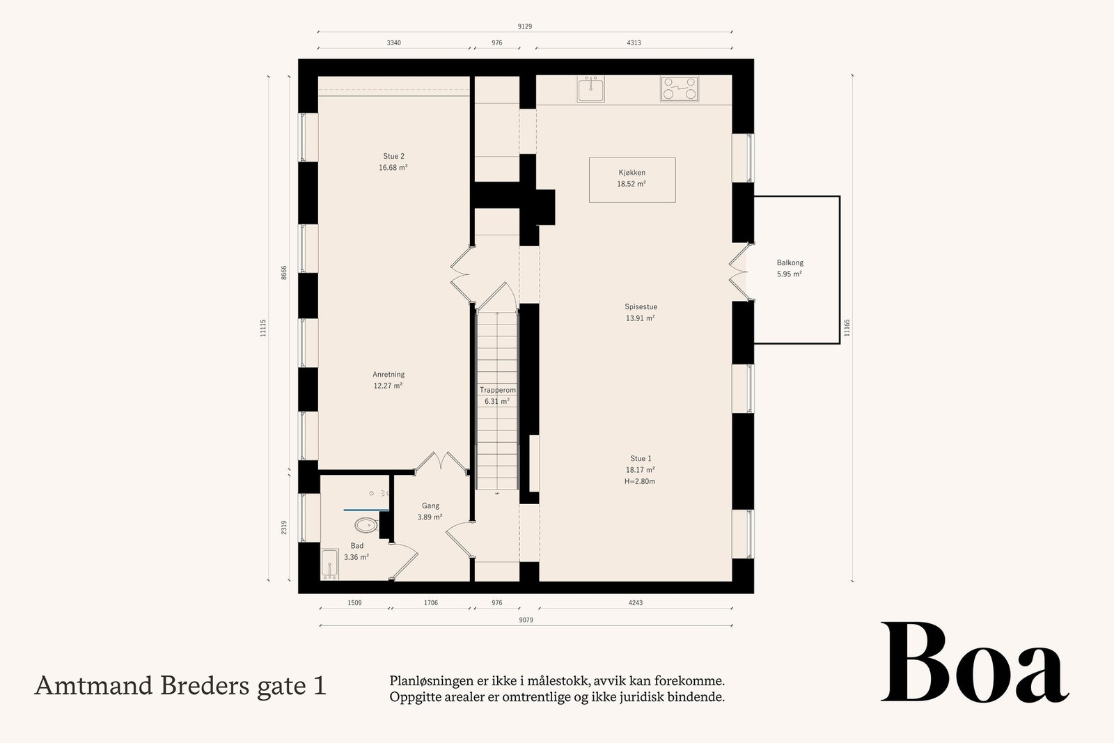 1. etasje: Trappegang/hall, kjøkken med anretning, spisestue, 2 stuer og dusjbad/wc. Galleribilde