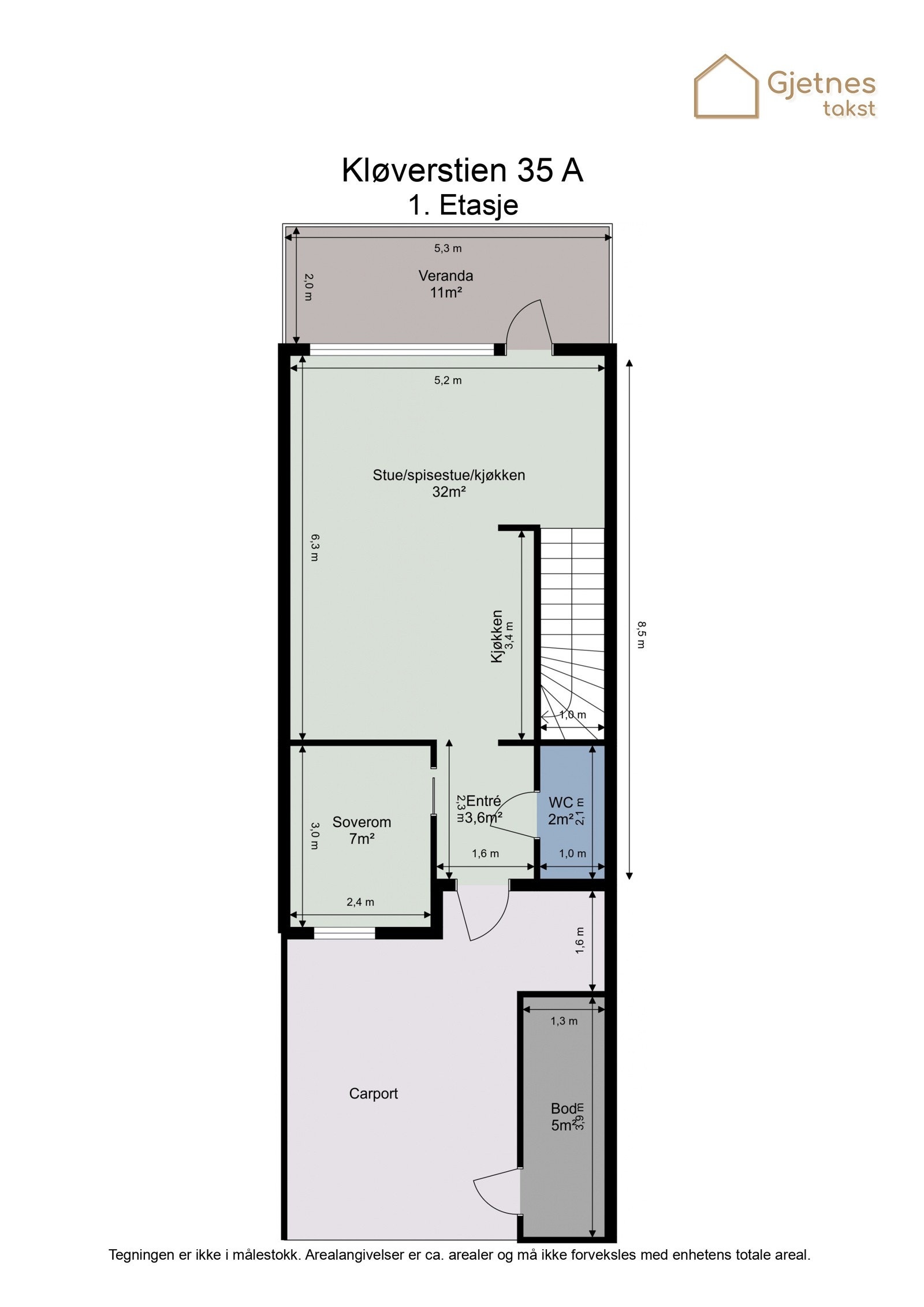 Plantegning 1. etasje Galleribilde