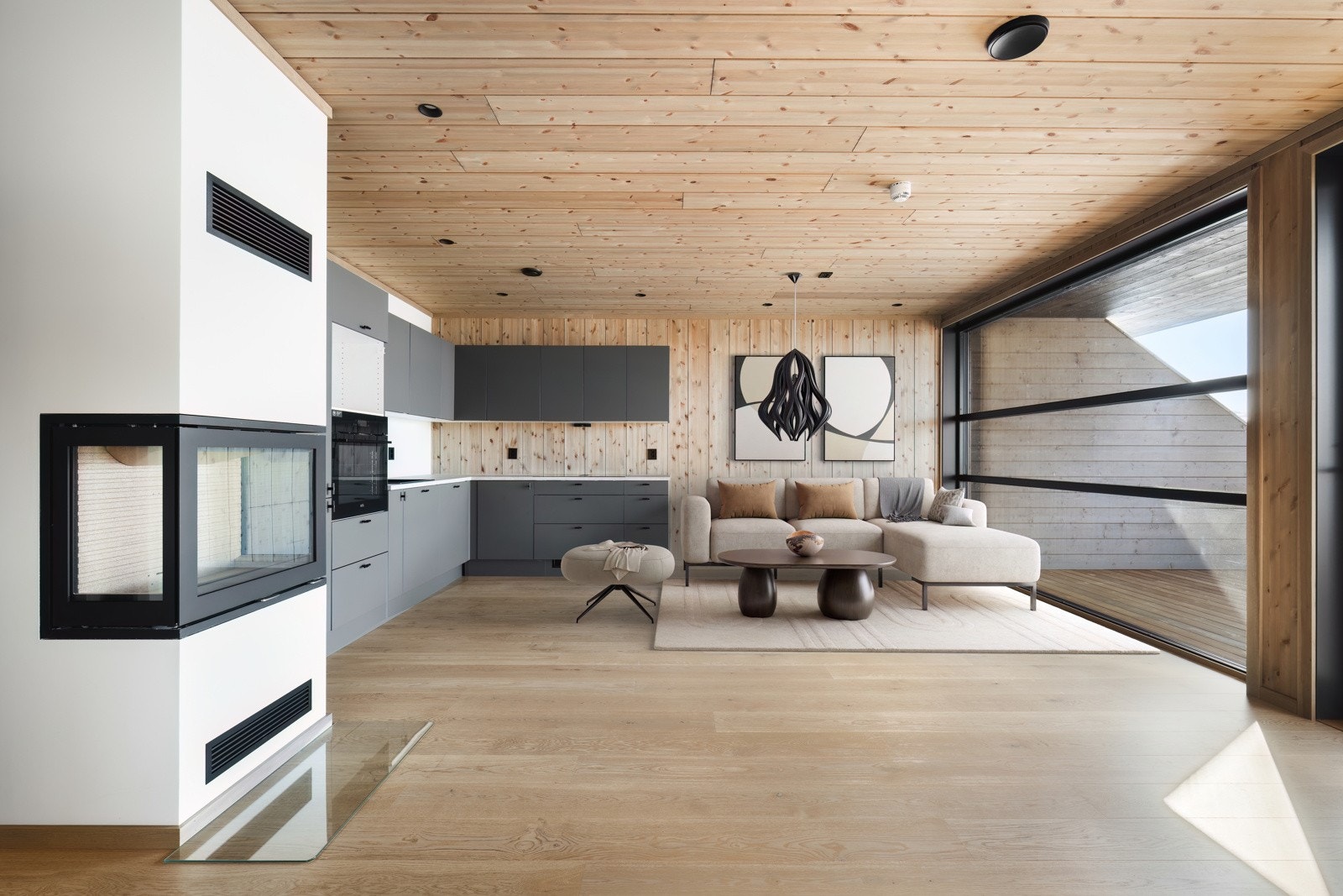 En leilighet med alt på en flate, stor solrik terrasse, panoramautsikt og ski /inn ut. Galleribilde