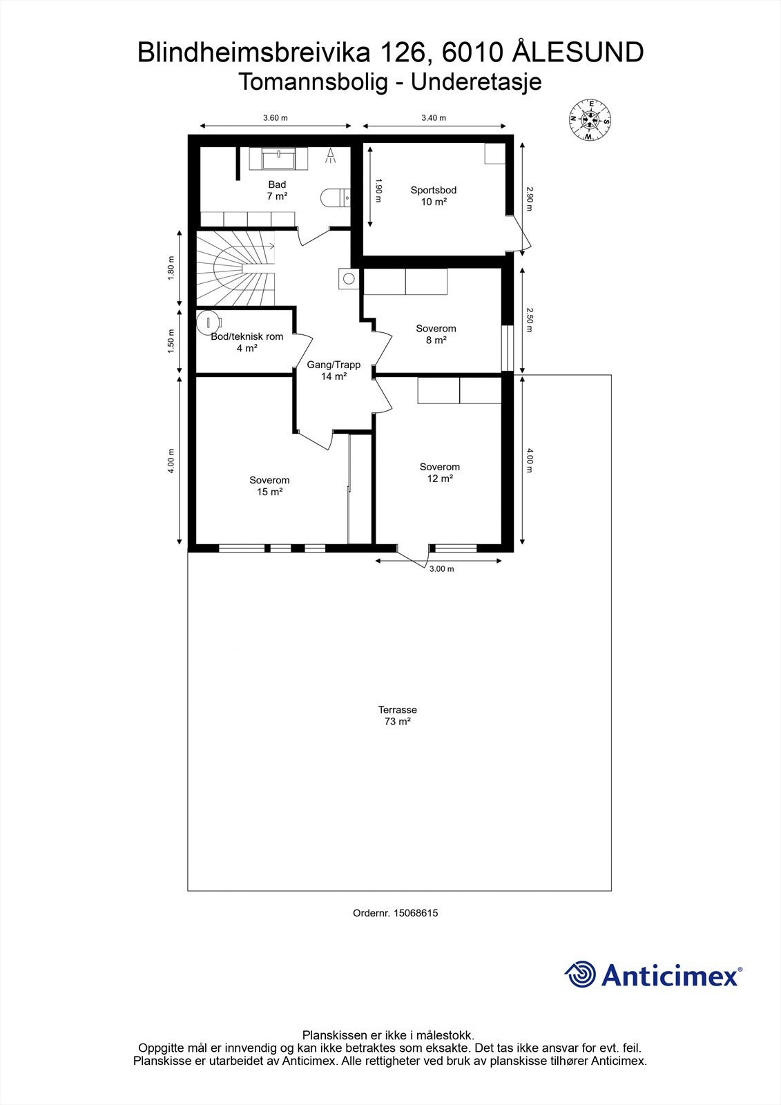 Målsatt plantegning 1. etasje Galleribilde