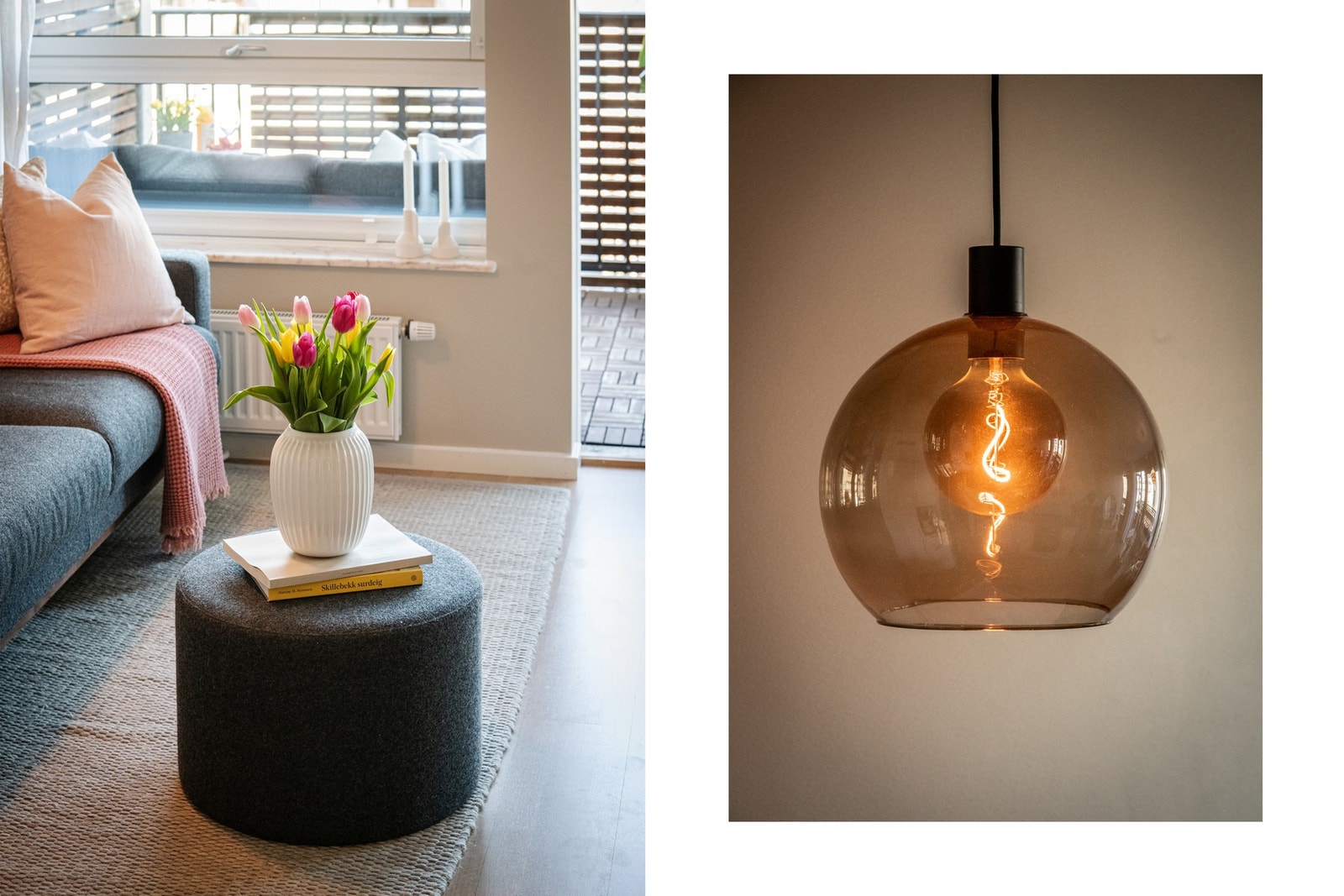 Stuen har parkett på gulv og lysmalte vegger som gir en moderne og tidløs stil. Galleribilde