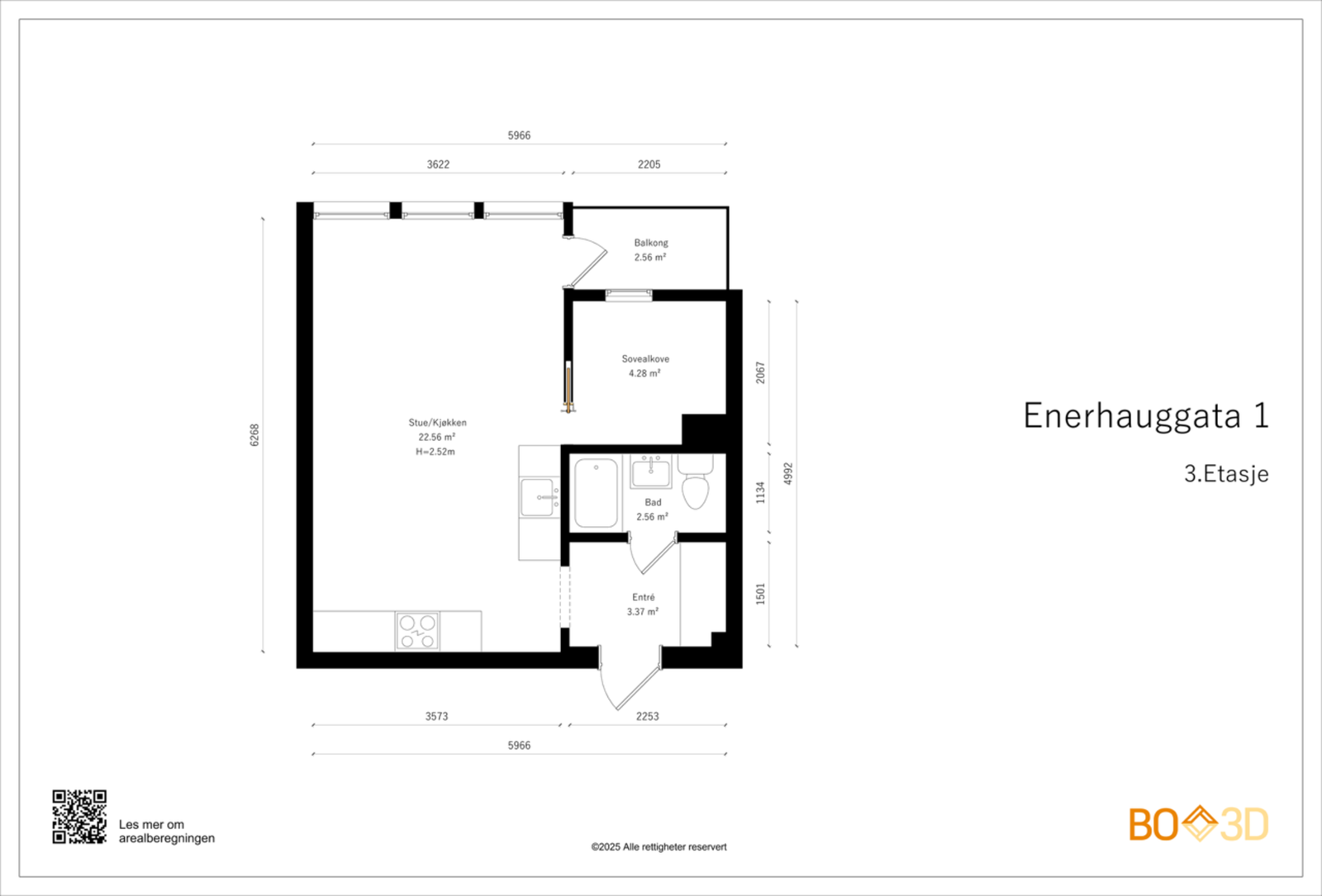 Vi kjører på med boligens planskisse med én gang, slik at du får orientert deg litt. I tillegg til innvendige arealer disponerer boligen en kjellerbod. Galleribilde