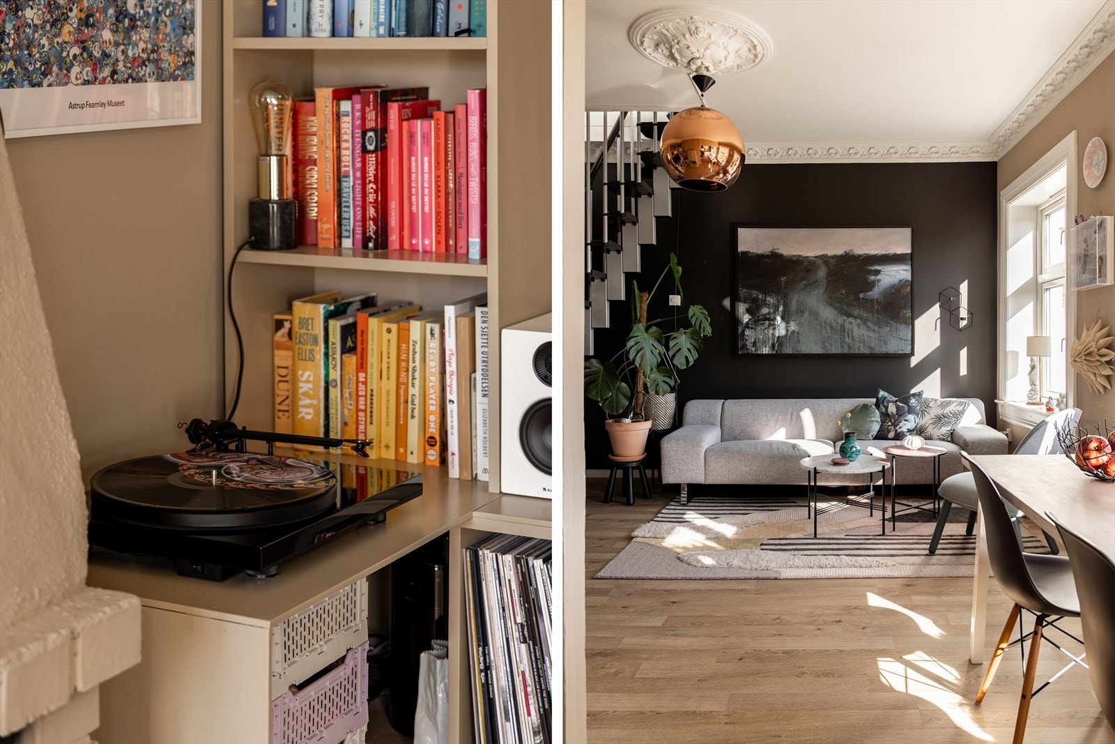 God planløsning med kjøkken og stue i åpen løsning som skaper at sosialt og innbydende allrom. Galleribilde