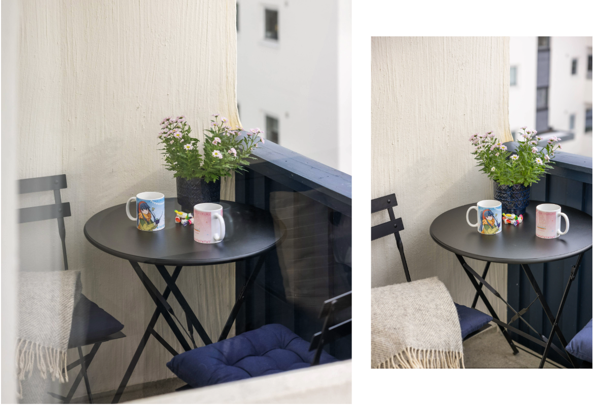 På balkongen er det god plass til bord og stol for 2-3 personer Galleribilde