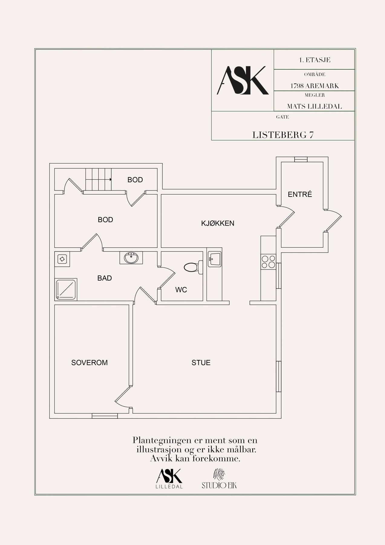 Plantegning 1. etasje. (Utleid) Galleribilde