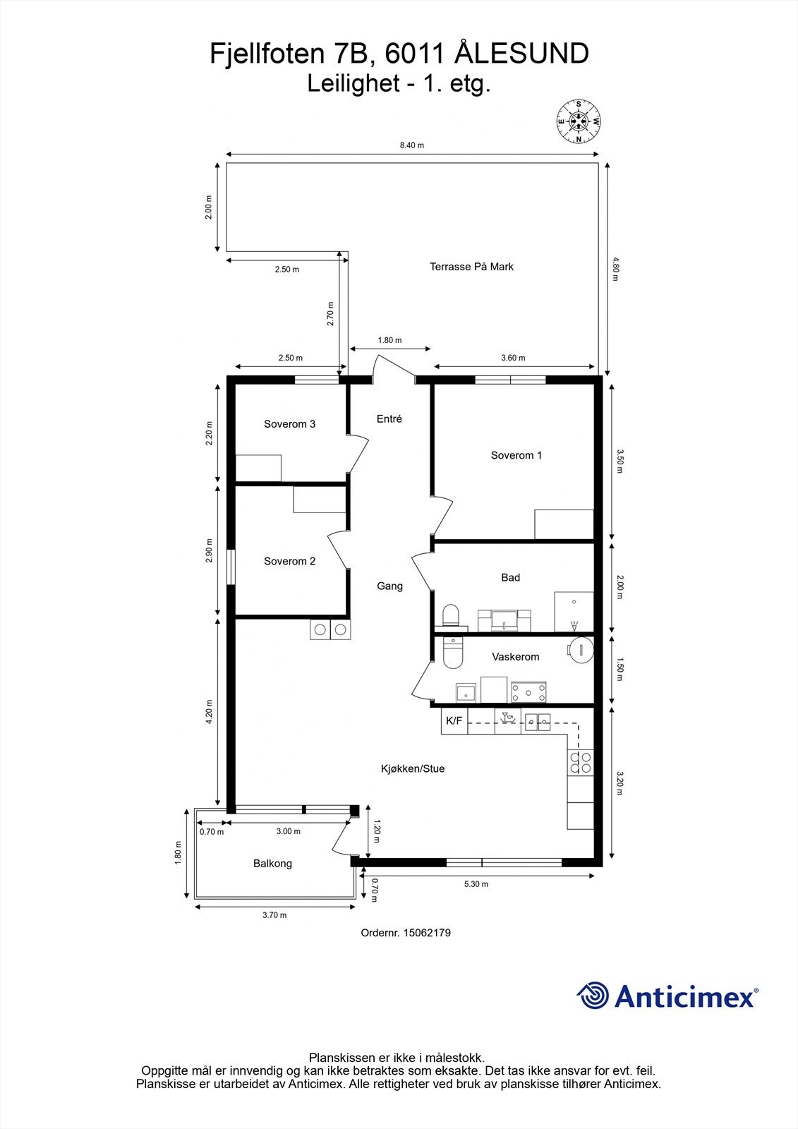 Målsatt plantegning 1. etasje Galleribilde