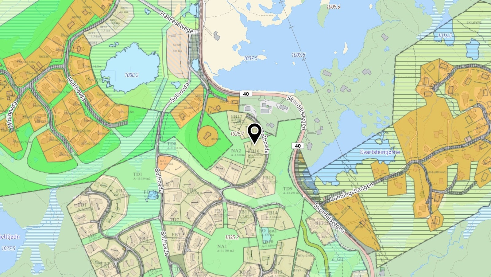 Oversiktskart - plassering av tomt 68 er markert med svart pil. Se flere ledige tomter på www.kikut.no. Galleribilde