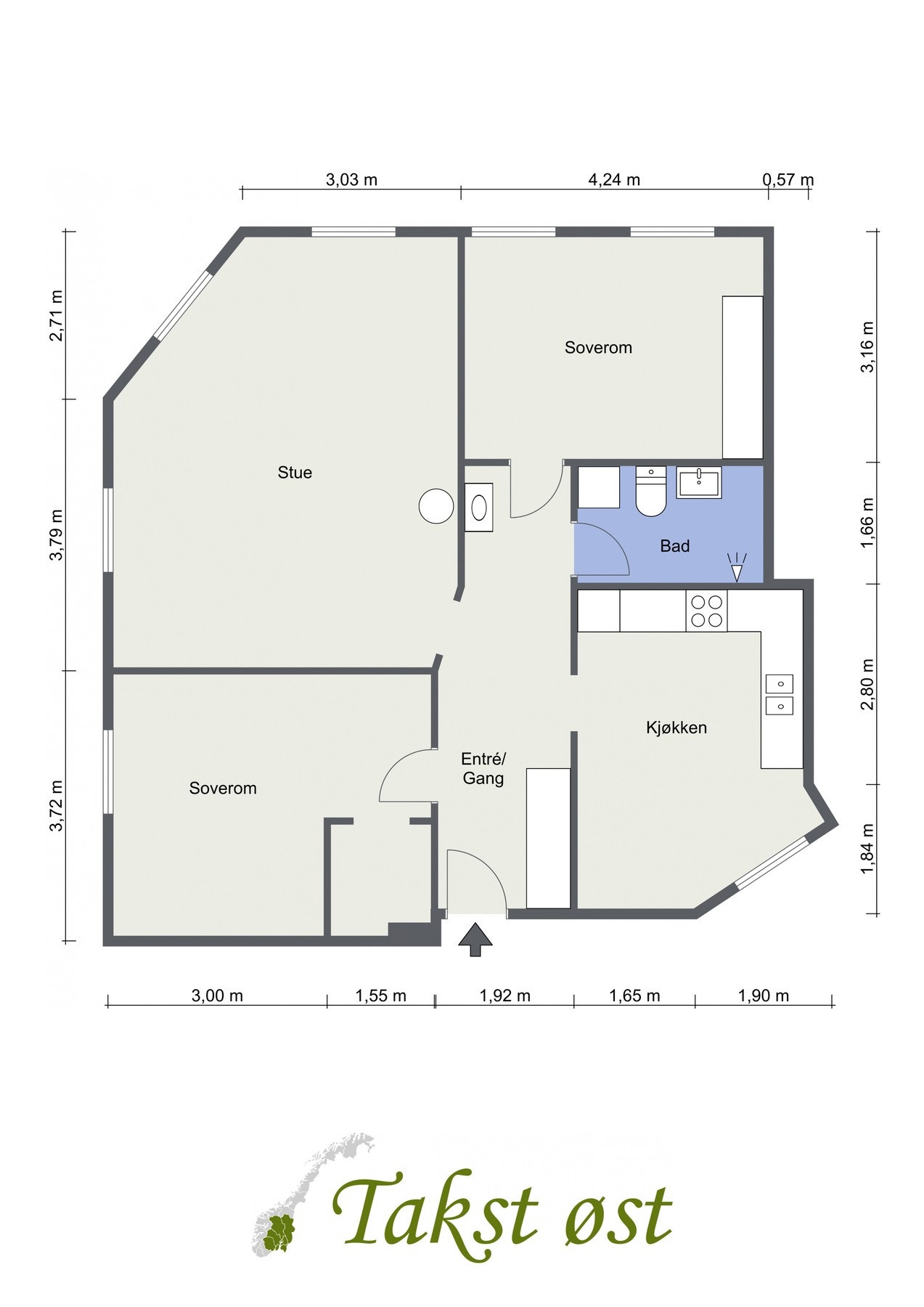 Dagens planløsning ser slik ut. Vi tenker at det ligger uante muligheter i denne boligen. Galleribilde