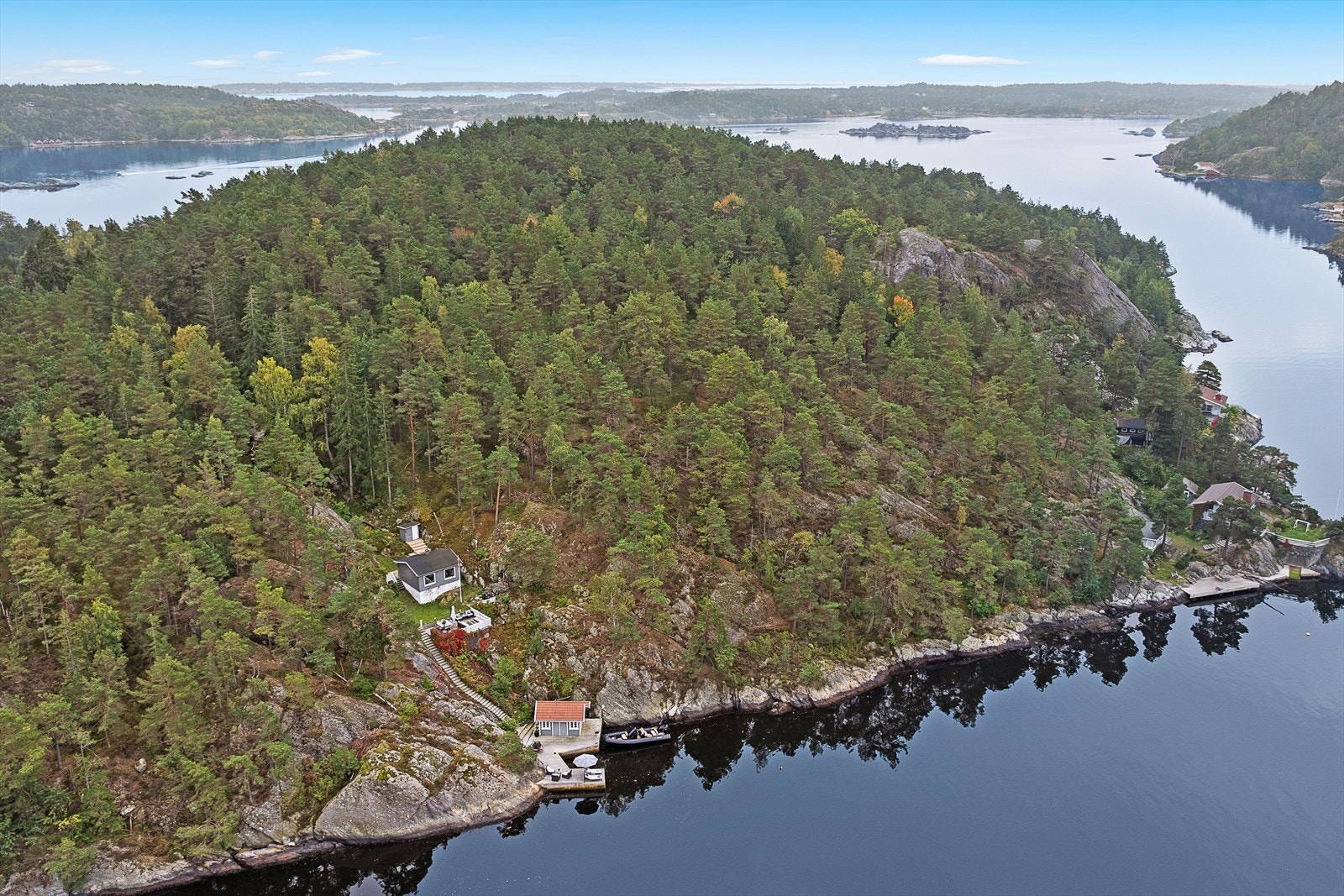 Dronefoto med Jomfruland i horisonten Galleribilde