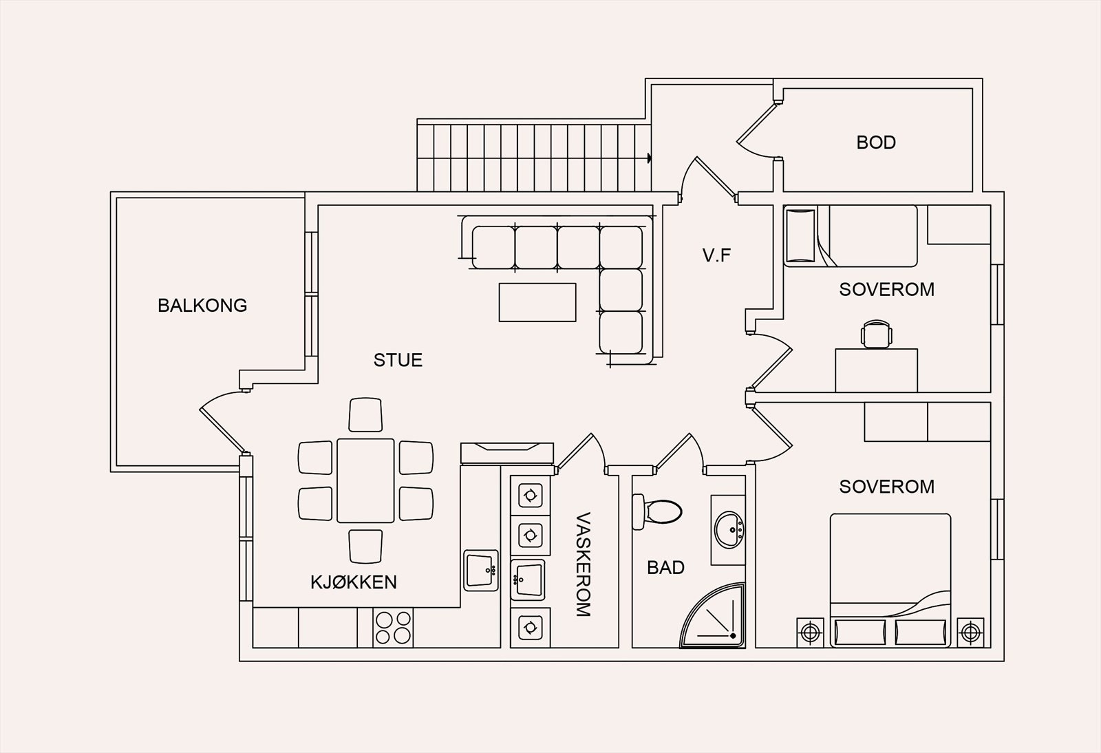 Plantegning leiligheter i 2. etasje (venstre) Galleribilde