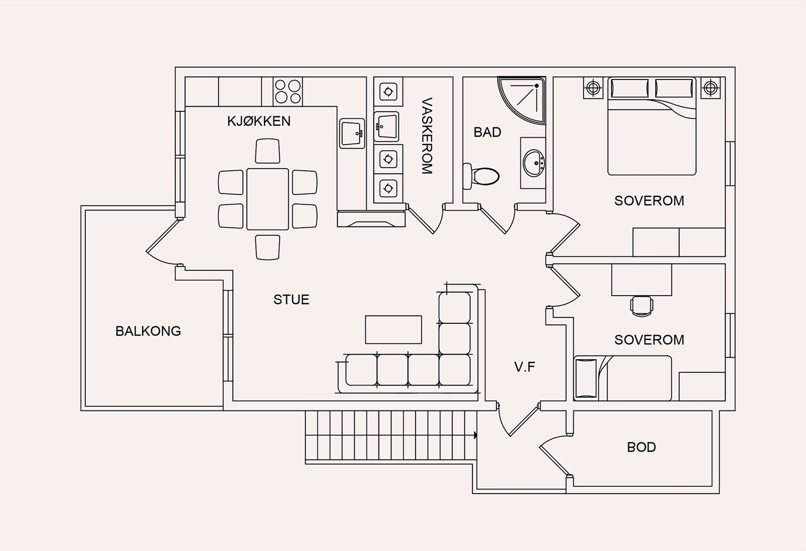 Plantegning leiligheter i 2. etasje (høyre) Galleribilde