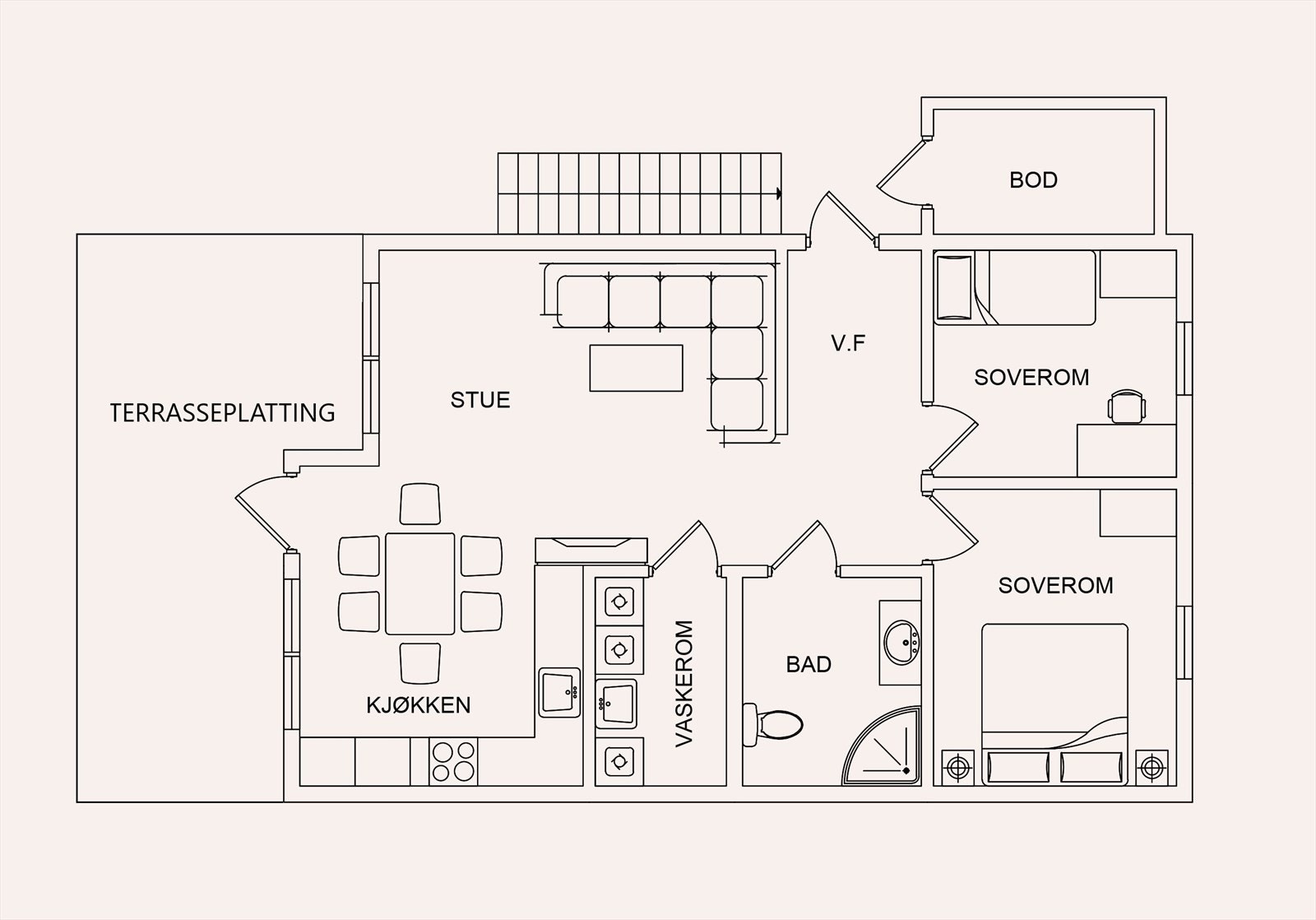Plantegning leiligheter i 1. etasje (venstre) Galleribilde