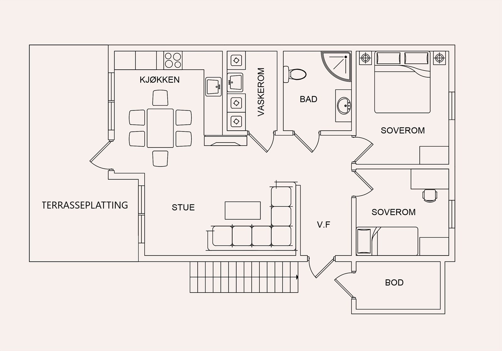 Plantegning leiligheter i 1. etasje (høyre) Galleribilde